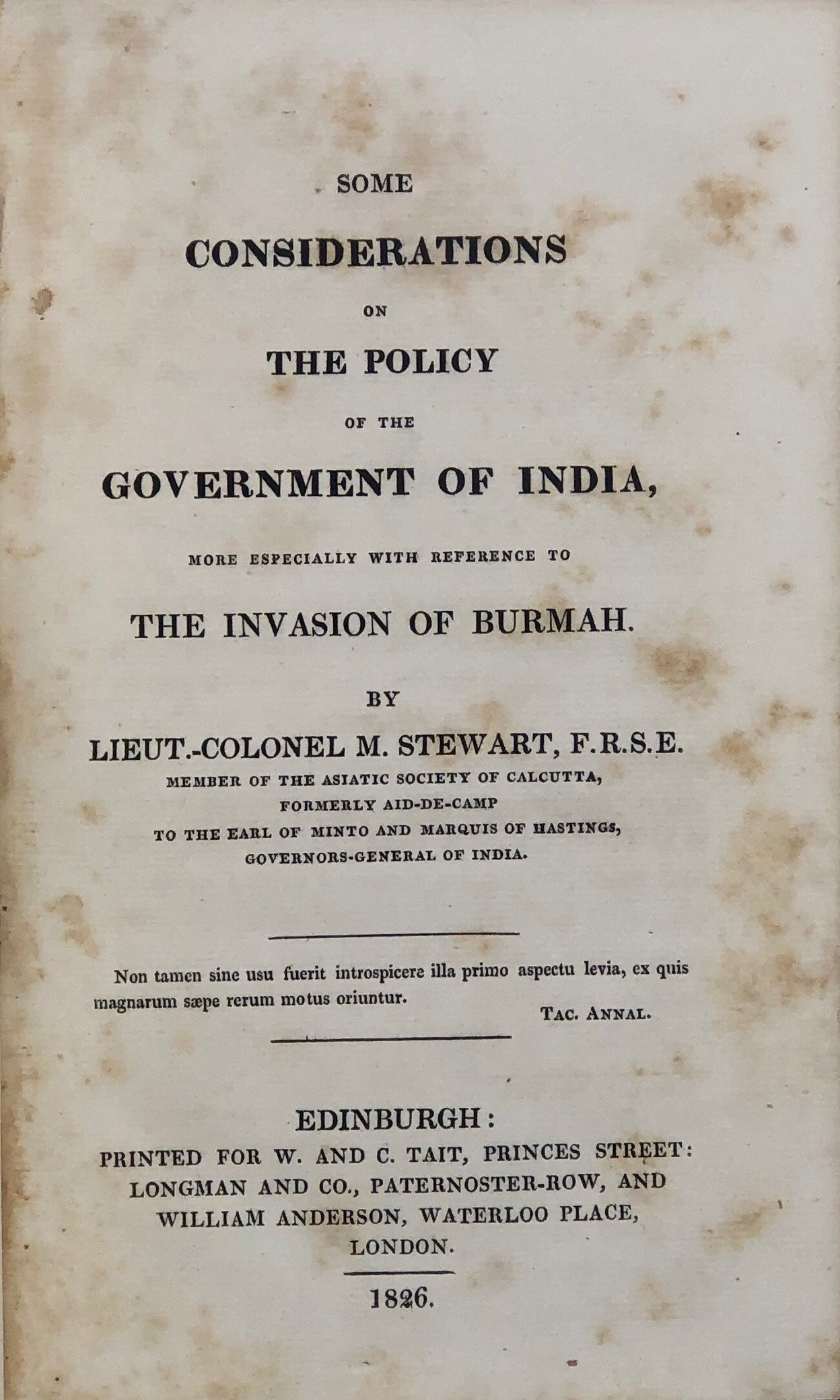 Some Considerations on the Policy of the Government of India,