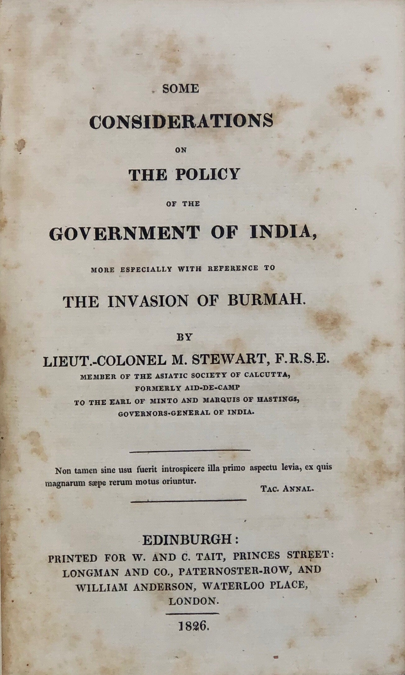 Some Considerations on the Policy of the Government of India,