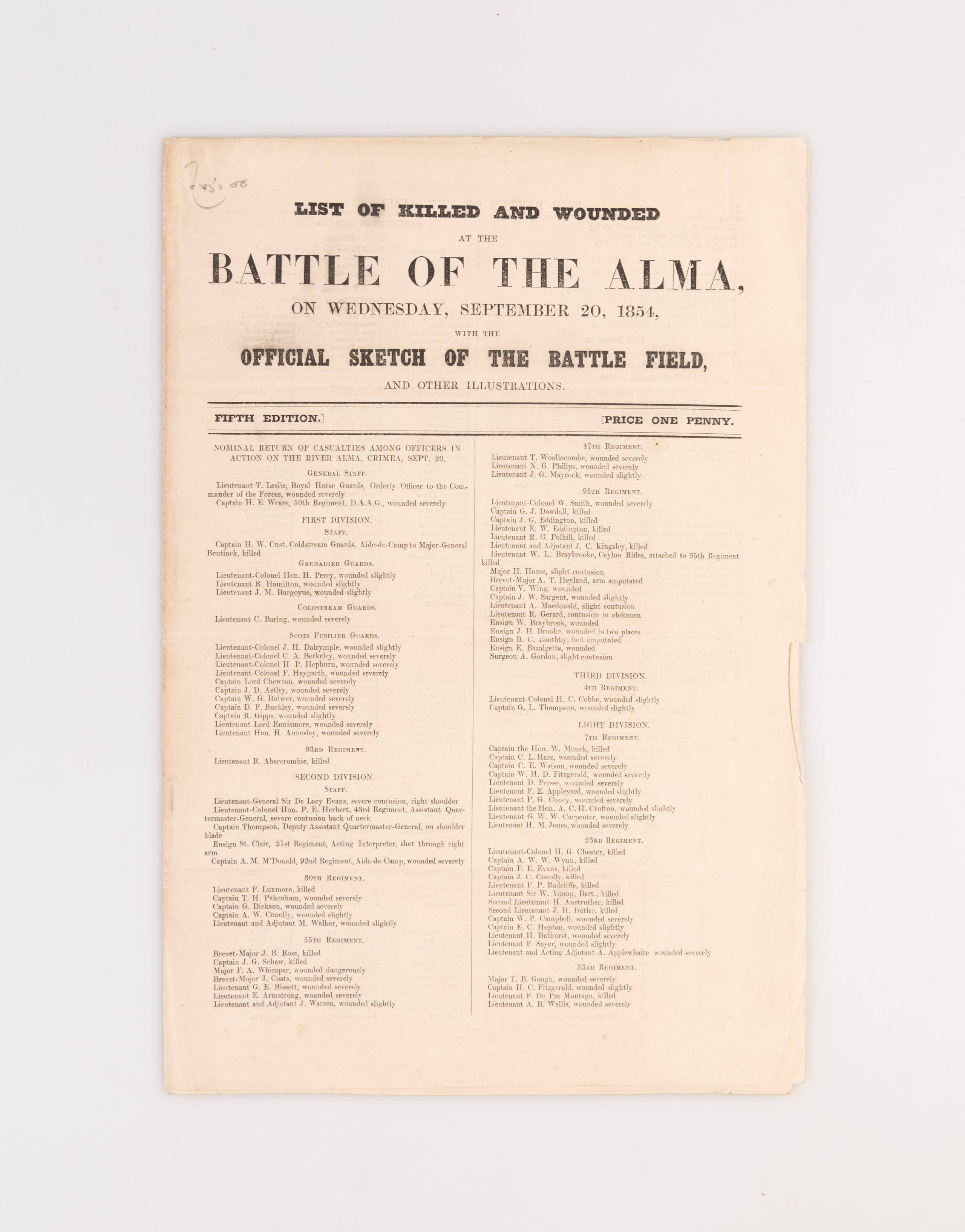 List of Killed and Wounded at the Battle of the Alma,