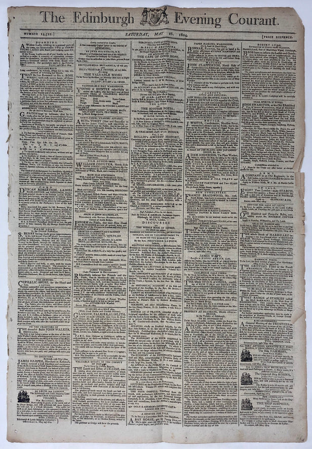 Sir Sidney Smith at Flushing - a Complete Issue of The Edinburgh Evening Courant for Saturday, May 26, 1804.