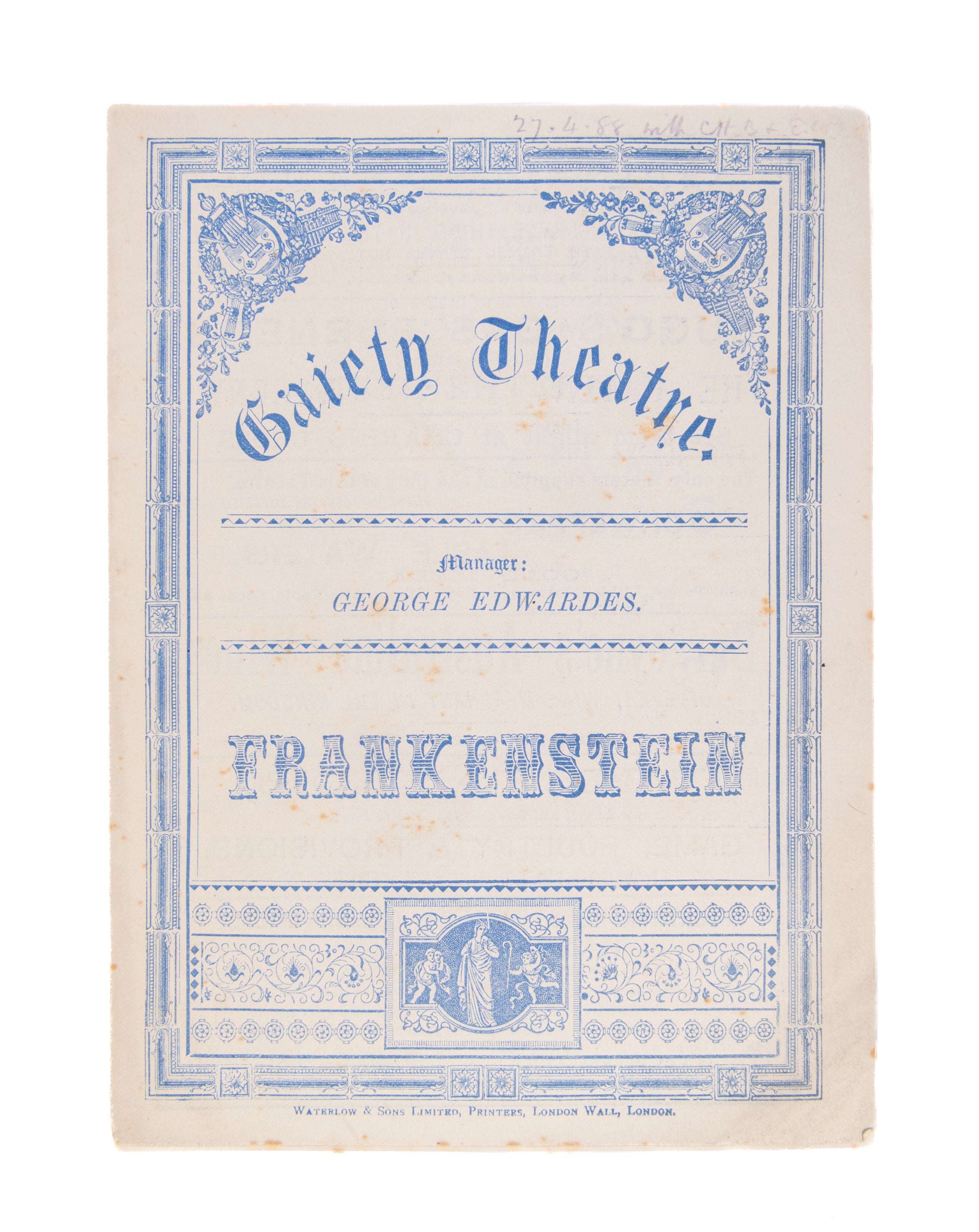 [Program] Gaiety Theatre. Frankenstein. Manager George Edwardes.