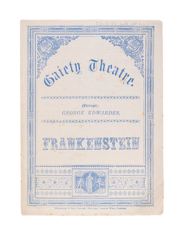 [Program] Gaiety Theatre. Frankenstein. Manager George Edwardes.