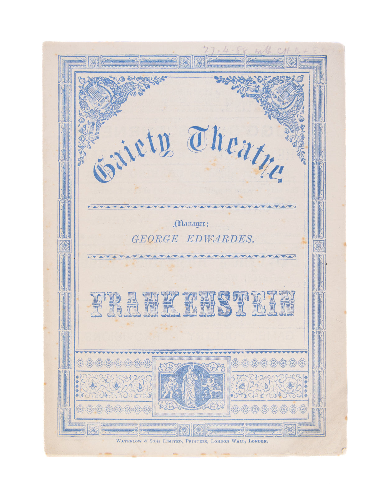 [Programme] Gaiety Theatre. Frankenstein. Manager George Edwardes.