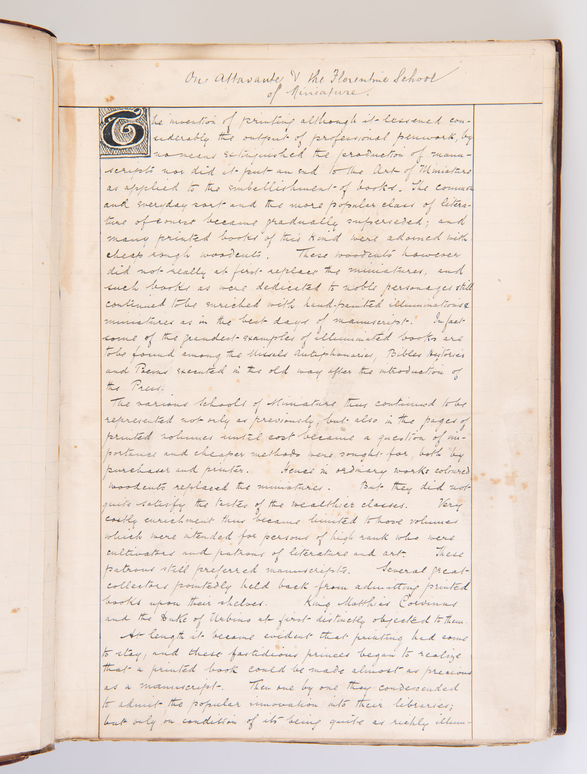A large album compiled by William Charles Fewtrell of the writing & notes of J. W. Bradley 'On Attavante & The Florentine School of Miniature', accompanied by numerous drawings, watercolours, photographs and cuttings.