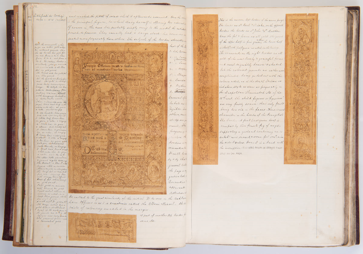 A large album compiled by William Charles Fewtrell of the writing & notes of J. W. Bradley 'On Attavante & The Florentine School of Miniature', accompanied by numerous drawings, watercolours, photographs and cuttings.