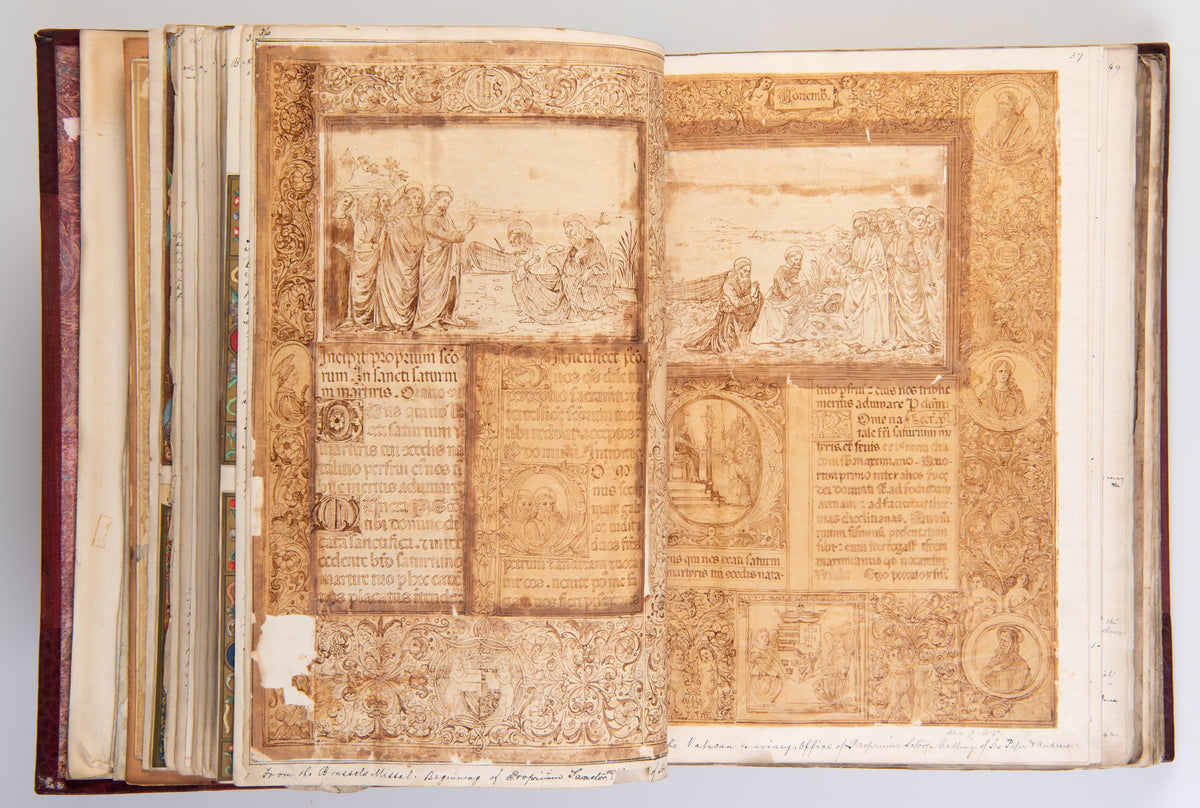 A large album compiled by William Charles Fewtrell of the writing & notes of J. W. Bradley 'On Attavante & The Florentine School of Miniature', accompanied by numerous drawings, watercolours, photographs and cuttings.