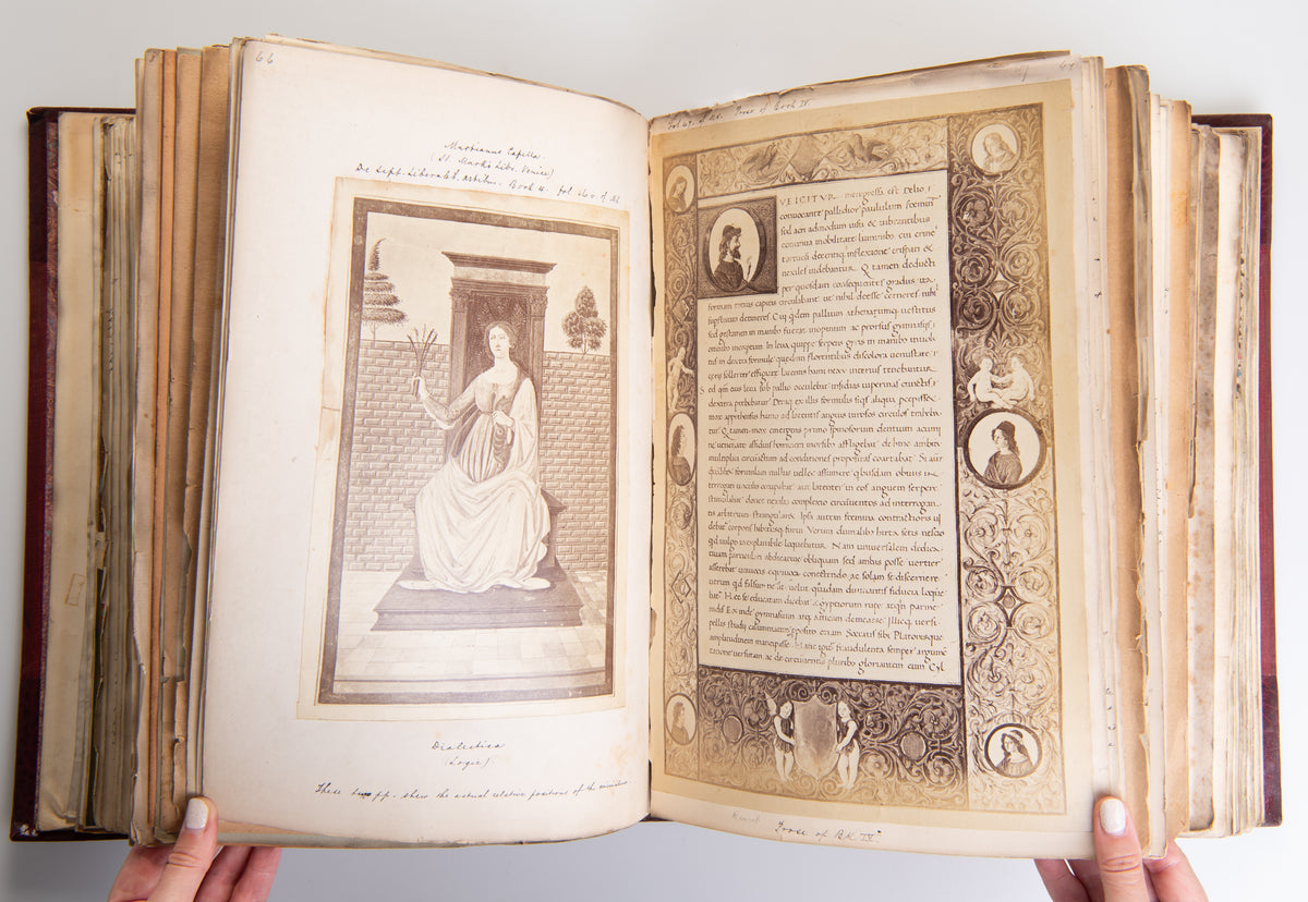 A large album compiled by William Charles Fewtrell of the writing & notes of J. W. Bradley 'On Attavante & The Florentine School of Miniature', accompanied by numerous drawings, watercolours, photographs and cuttings.