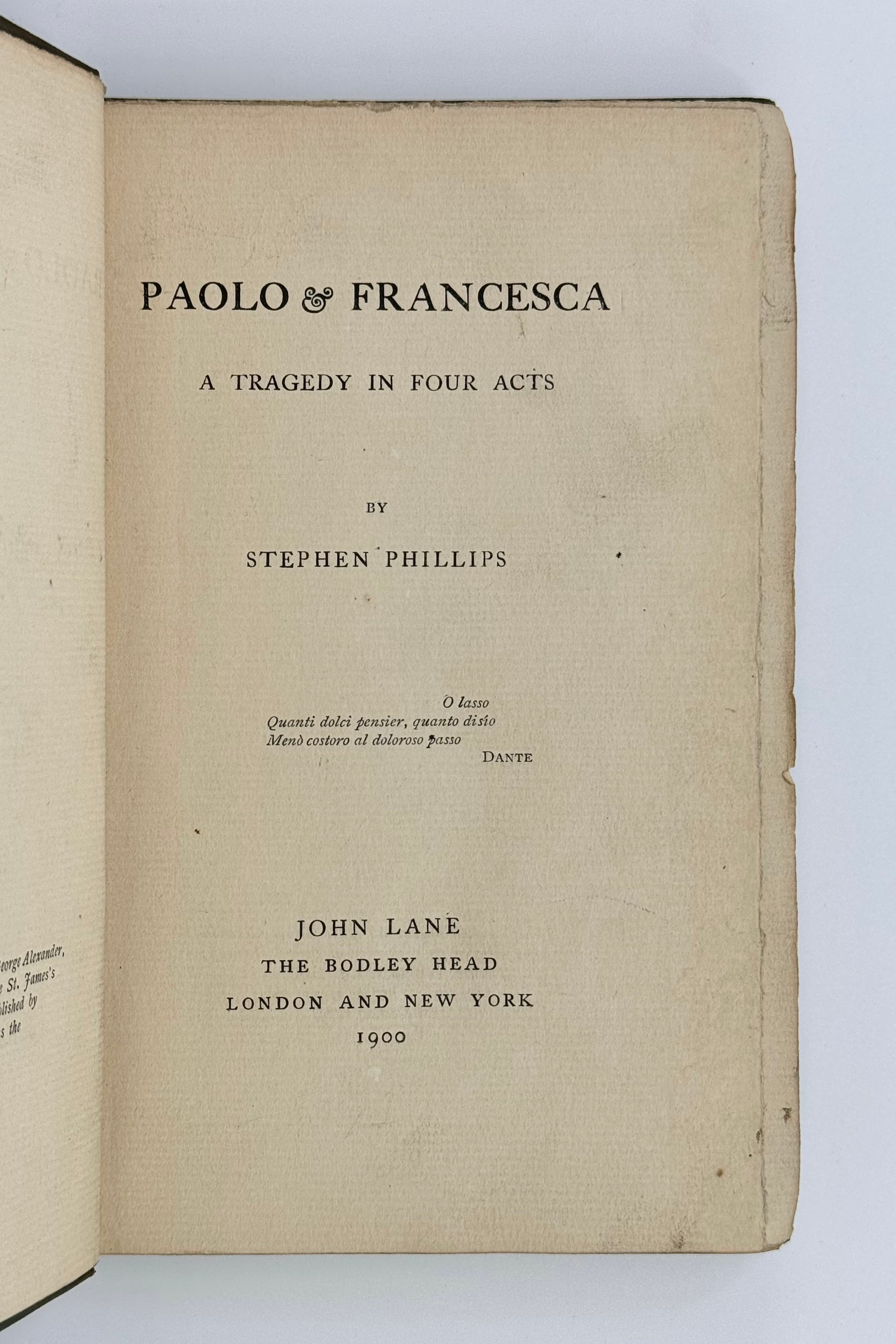 Paolo & Francesca: A Tragedy in Four Acts.
