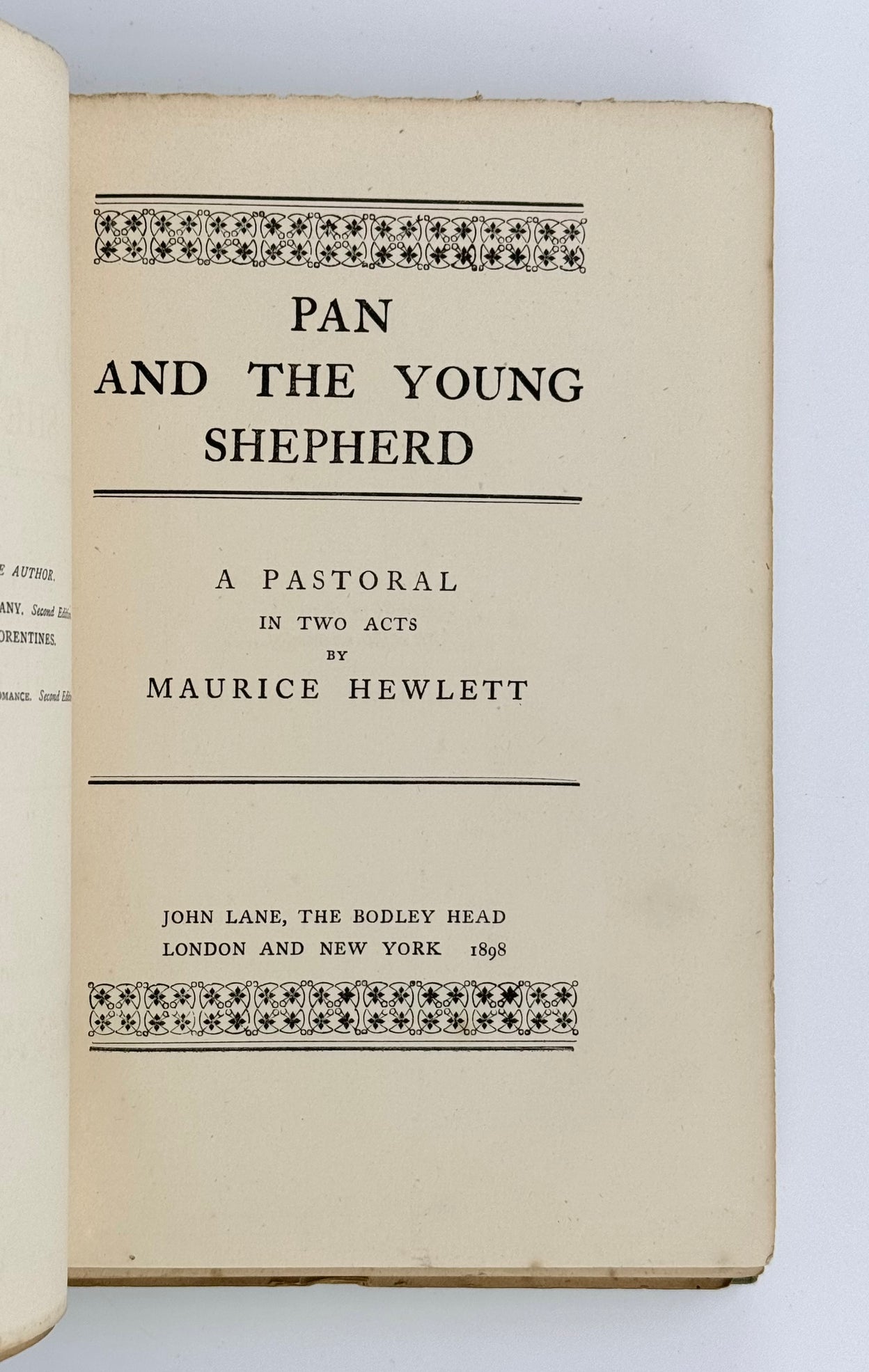 Pan and the Young Shepherd. A Pastoral in Two Acts.