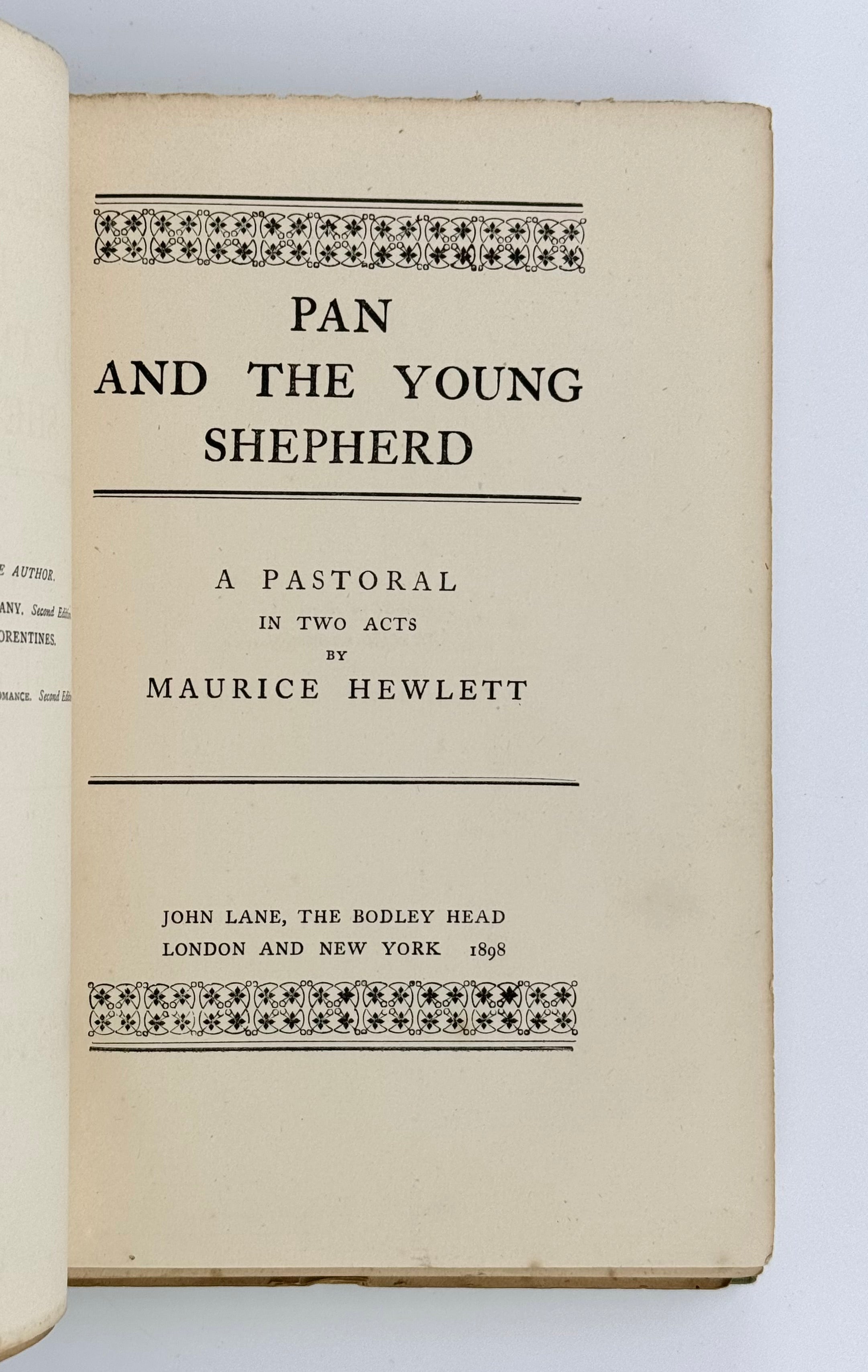 Pan and the Young Shepherd. A Pastoral in Two Acts.