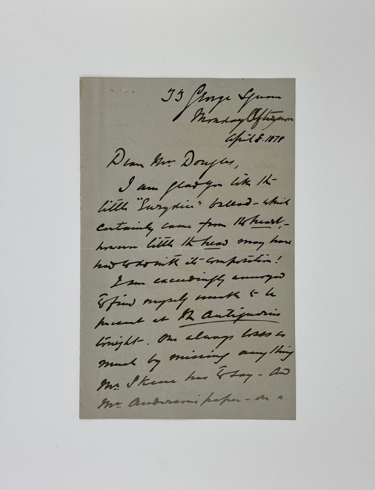 Autograph Letter Signed to David Douglas,