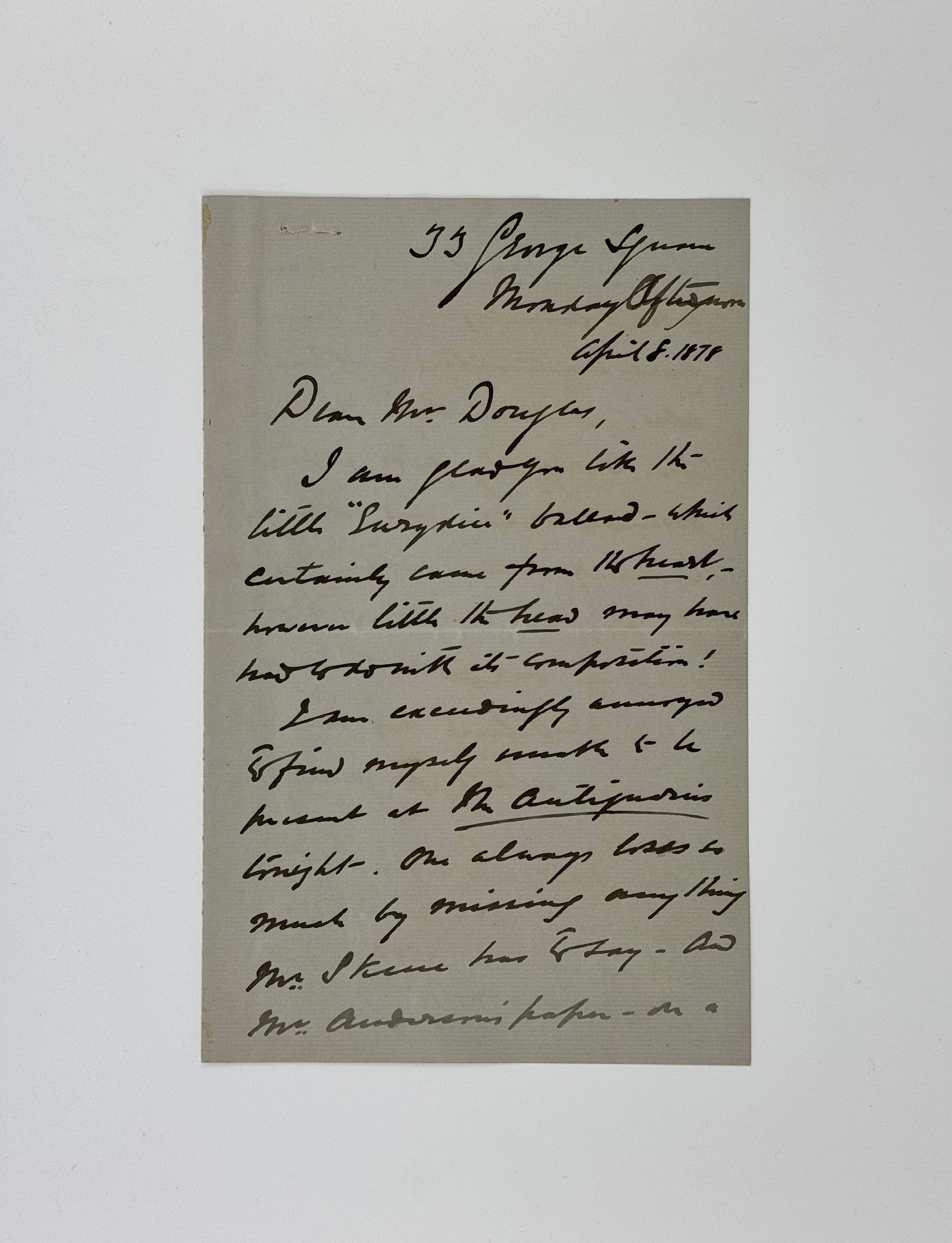 Autograph Letter Signed to David Douglas,
