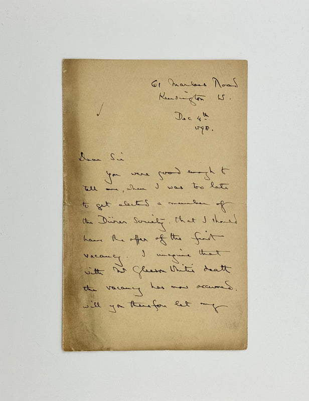 Autograph Letter Signed, to unnamed recipient (“Dear Sir”), presumably Campbell Dodgson.