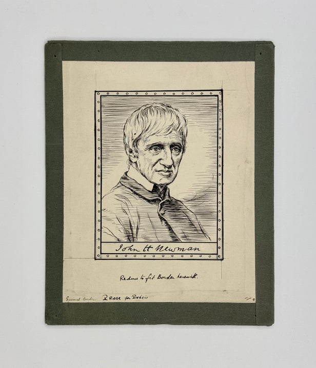 Pen and ink portrait of Newman, after the engraved portrait of him by Joseph Brown.