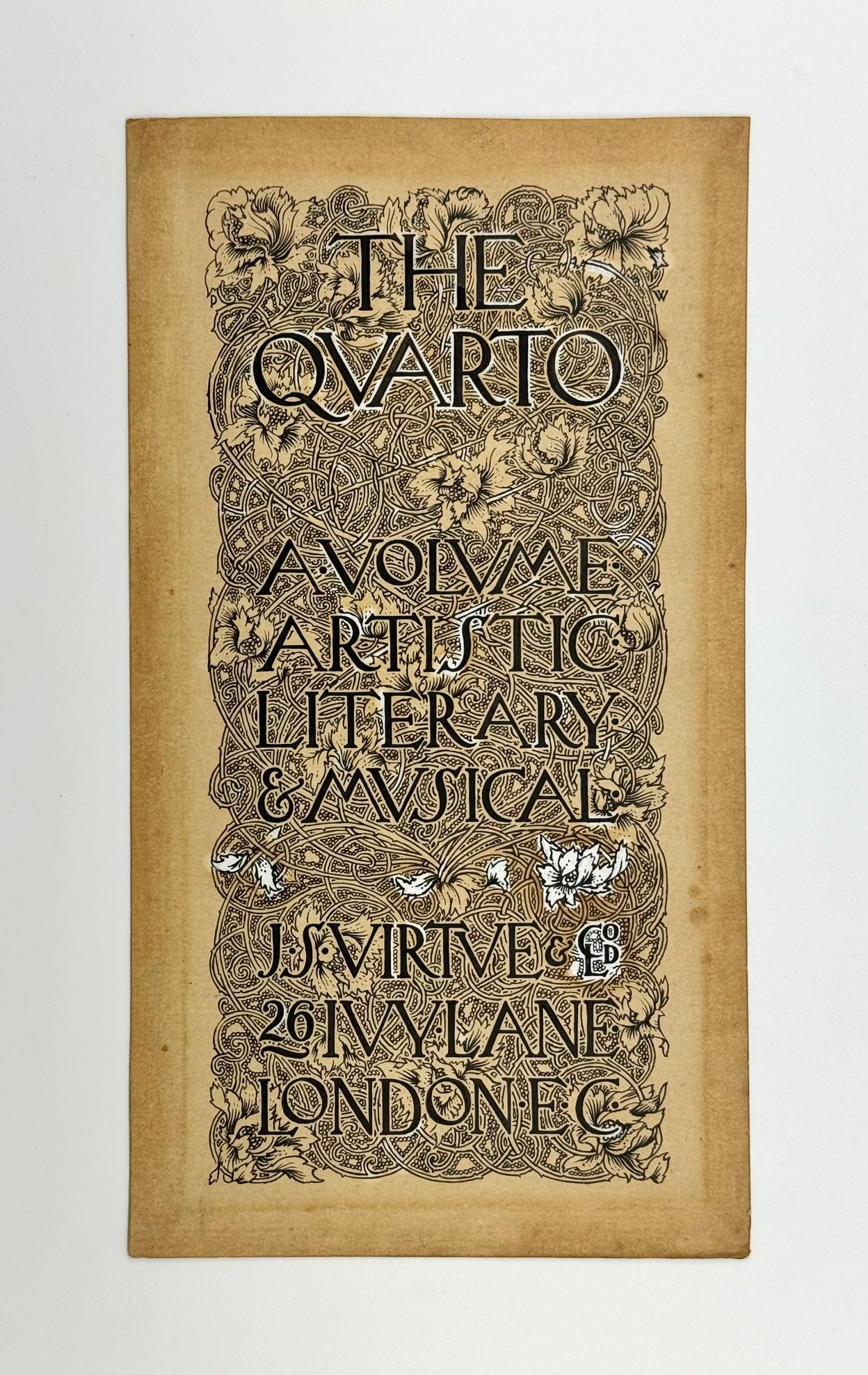 Original design for the title-page of “The Quarto A Volume Artistic Literary &. Musical”. [vol. 3.]