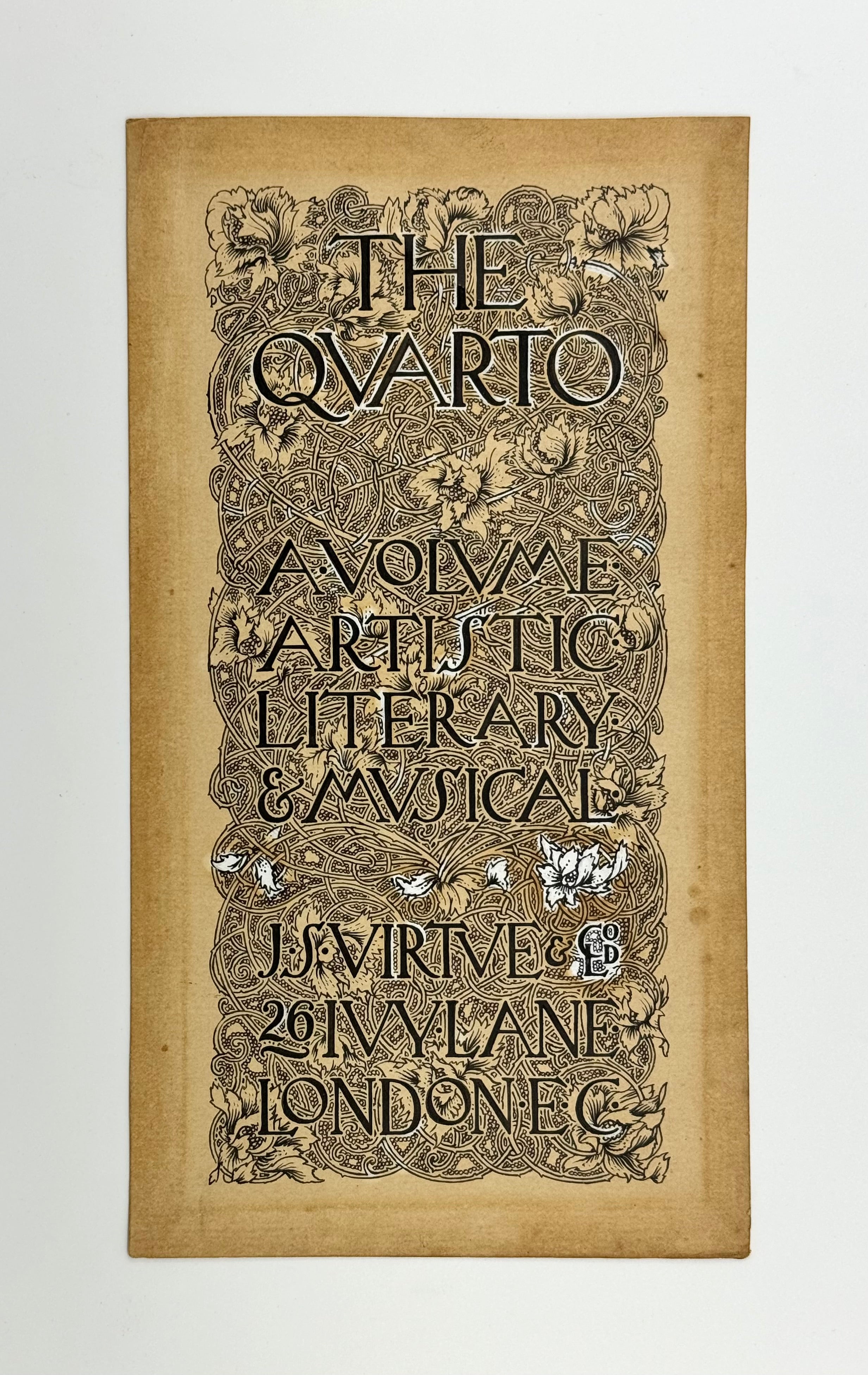 Original design for the title-page of “The Quarto A Volume Artistic Literary &. Musical”. [vol. 3.]