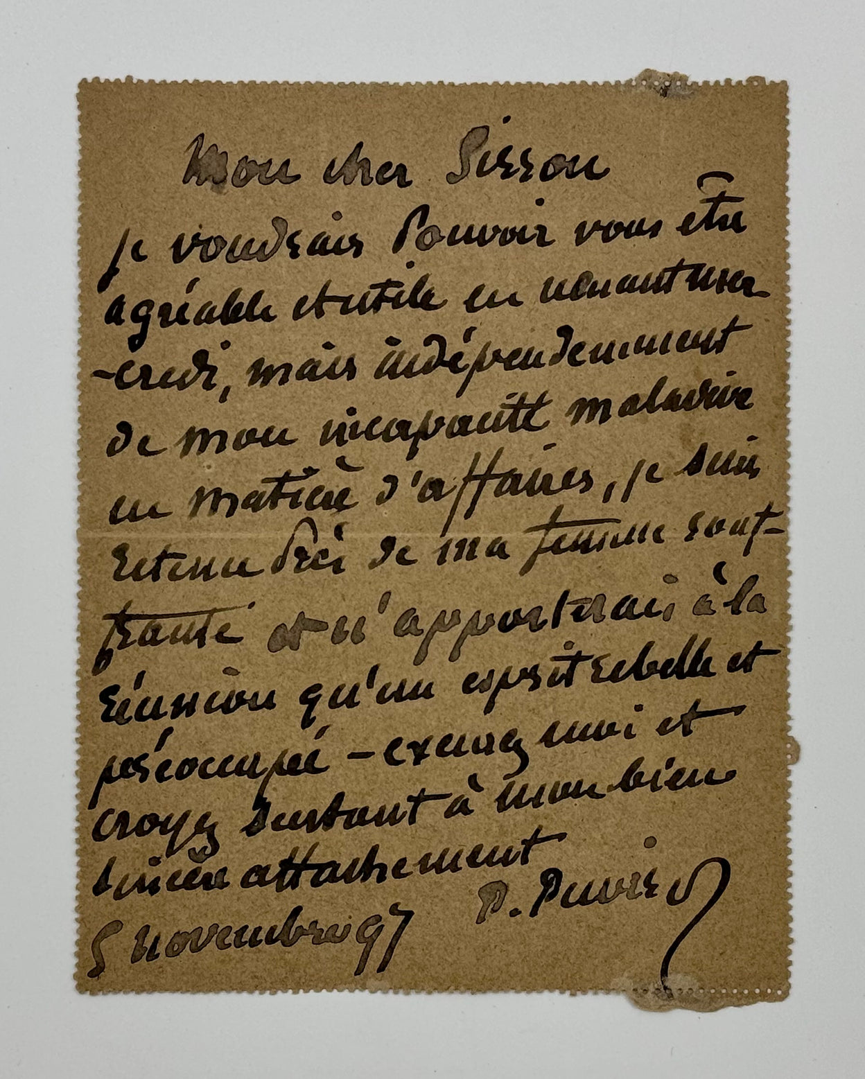 Autograph Letter Signed, to “Monsieur Thiebault-Sisson au Journal Le Temps.”