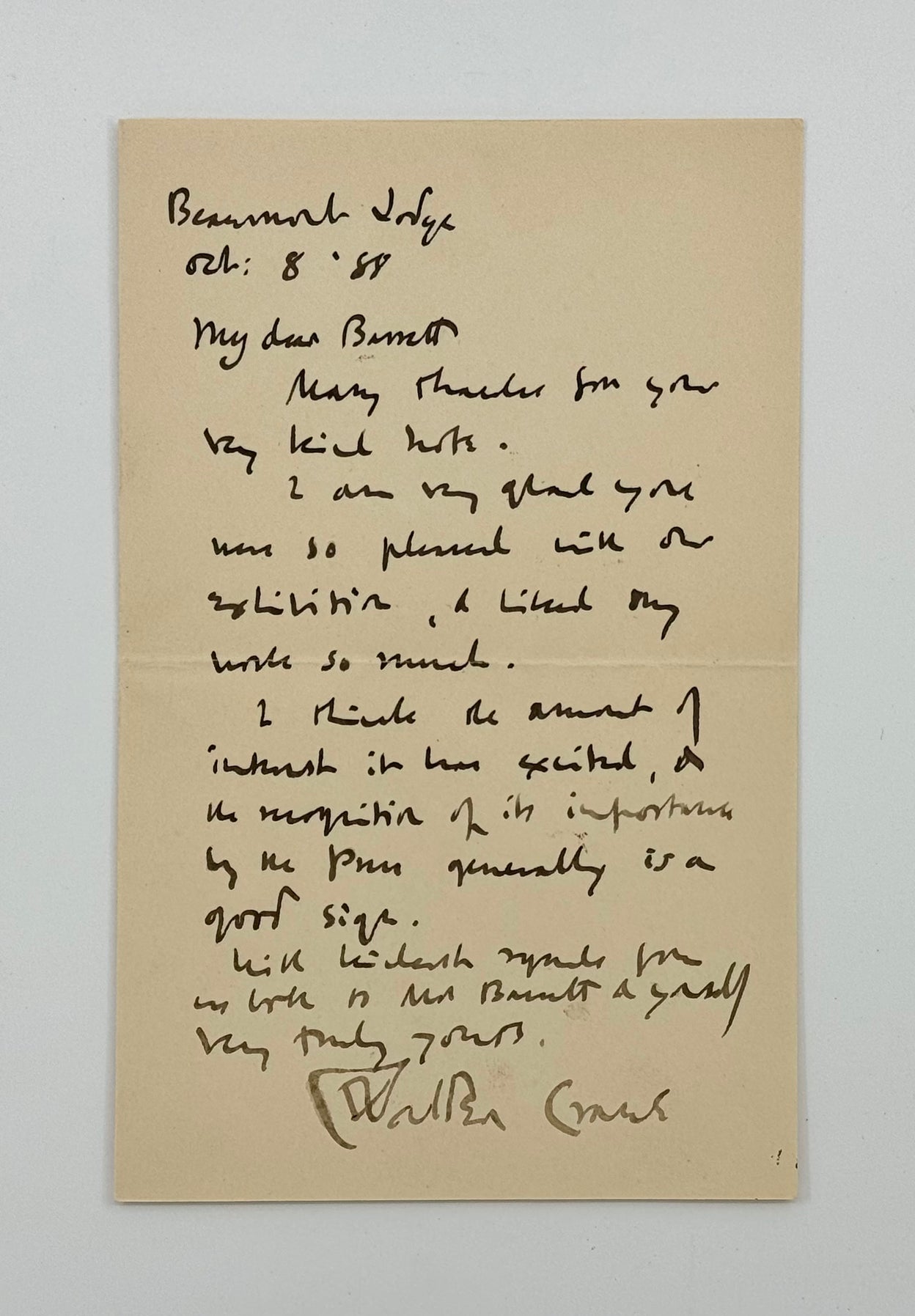 Autograph Letter Signed, to the artist Jerry Barrett.