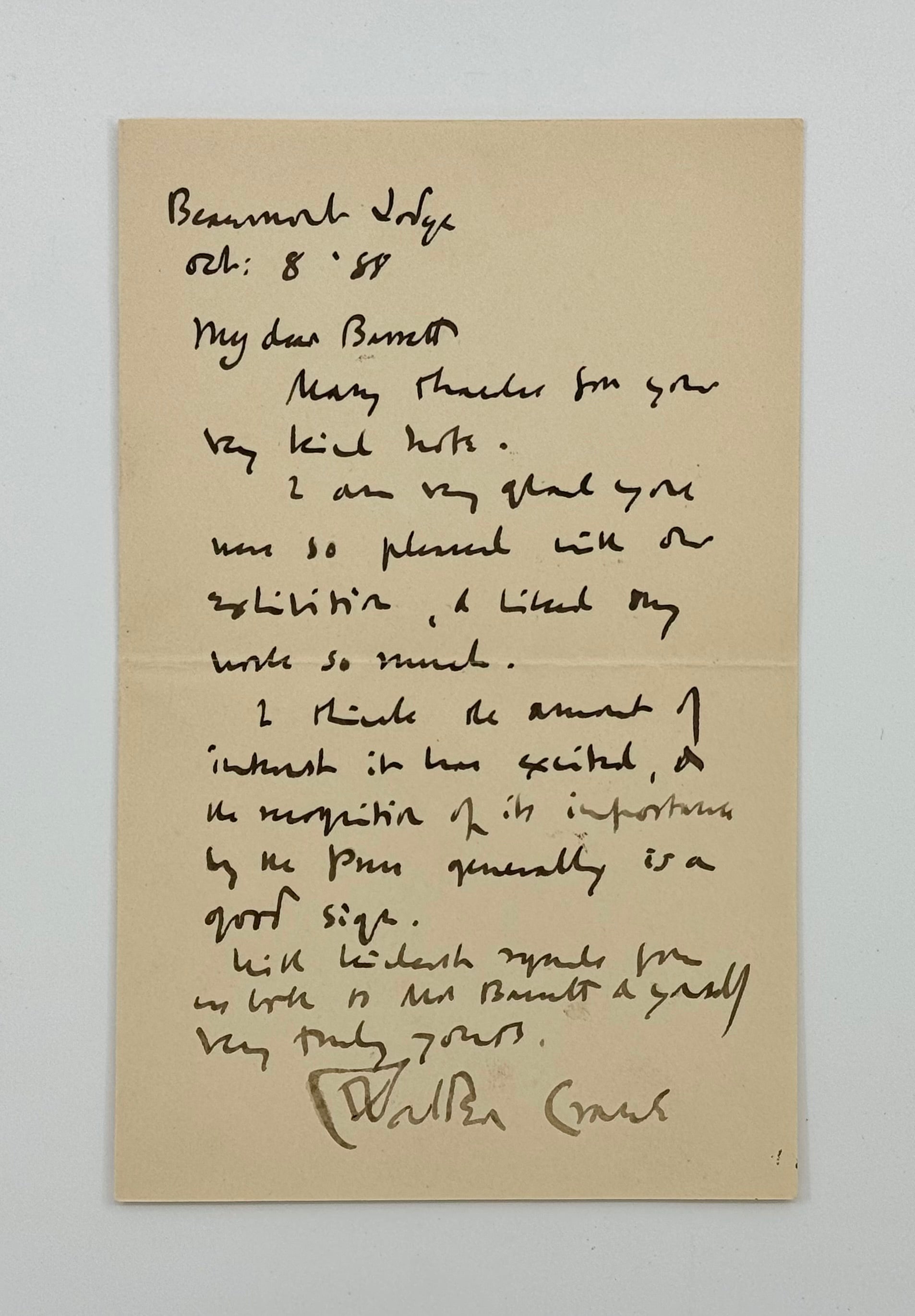 Autograph Letter Signed, to the artist Jerry Barrett.