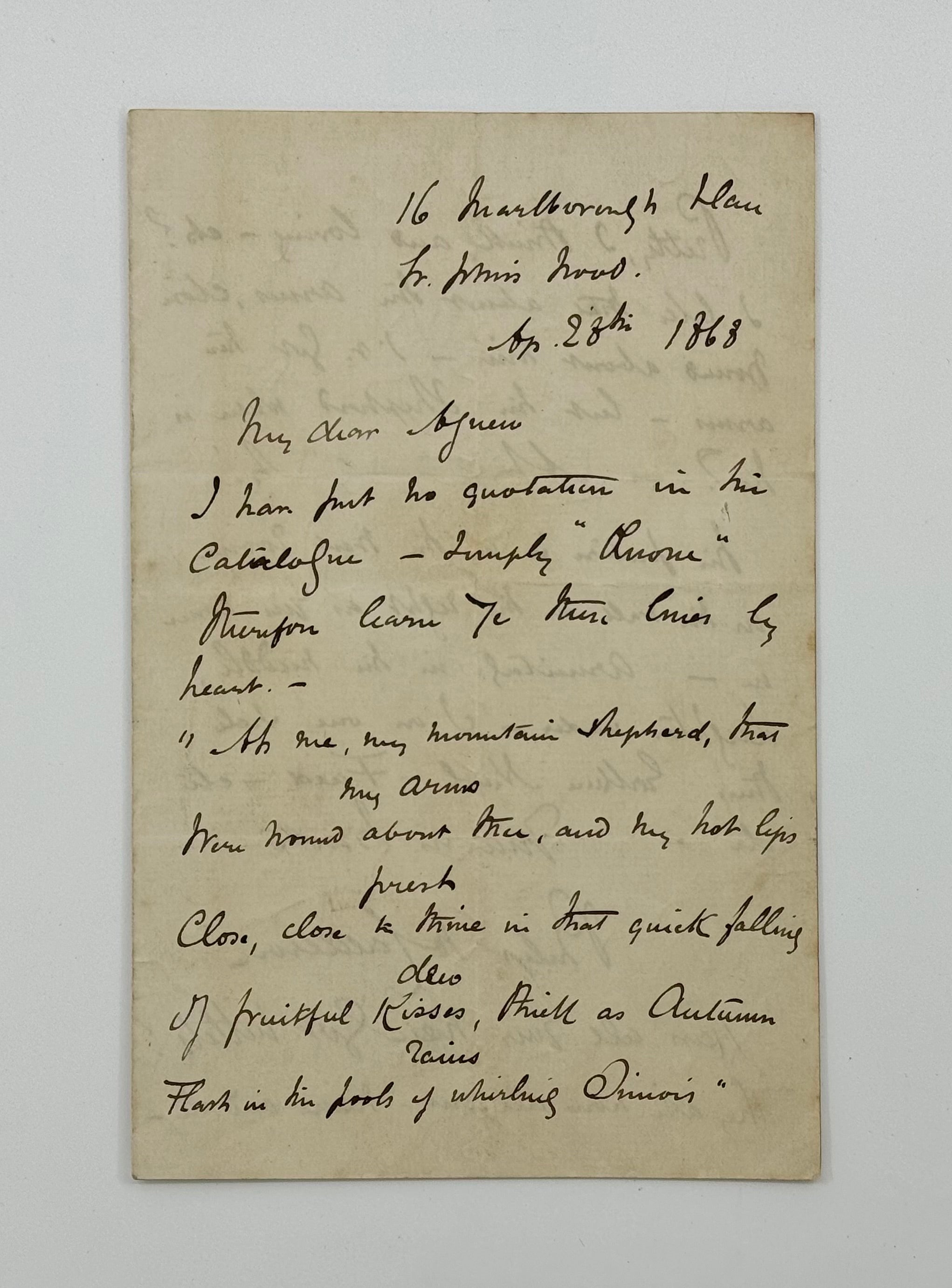 Autograph Letter Signed to “My Dear Agnew” (surely a member of the art-dealing family).