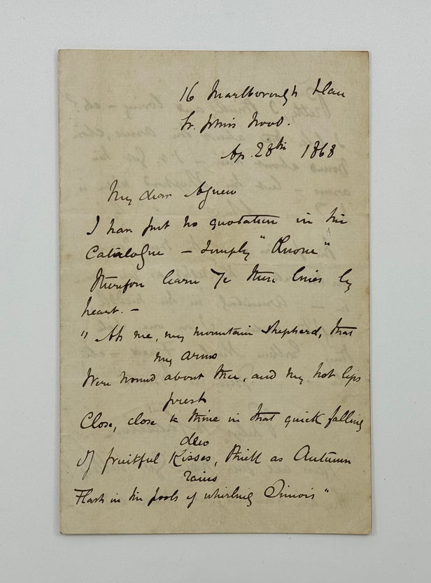 Autograph Letter Signed to “My Dear Agnew” (surely a member of the art-dealing family).