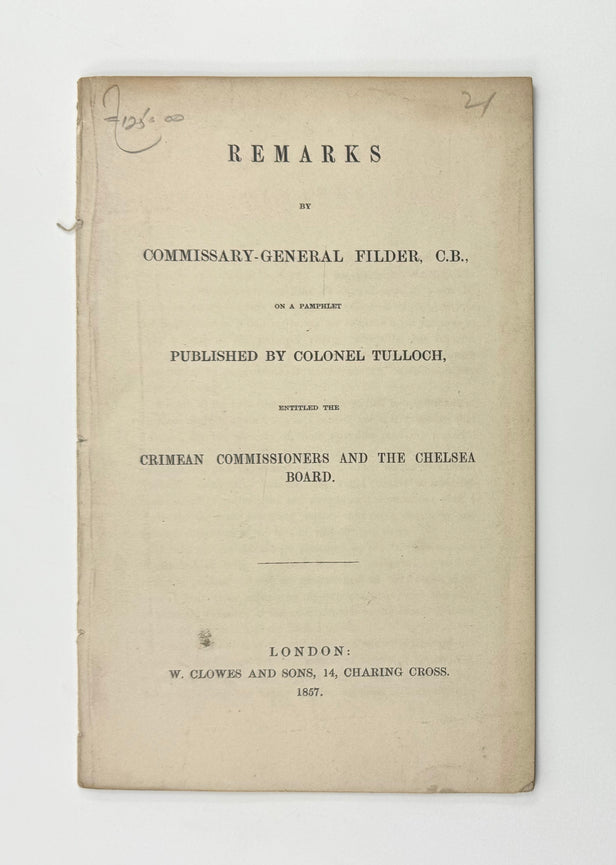 Remarks by Commissary-General Filder, C.B., on a Pamphlet published Colonel Tulloch,