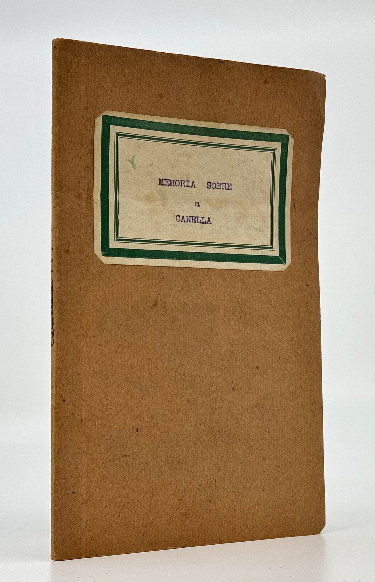Memoria sobre a Canella do Rio de Janeiro Offrecida a o Principe do Brazil