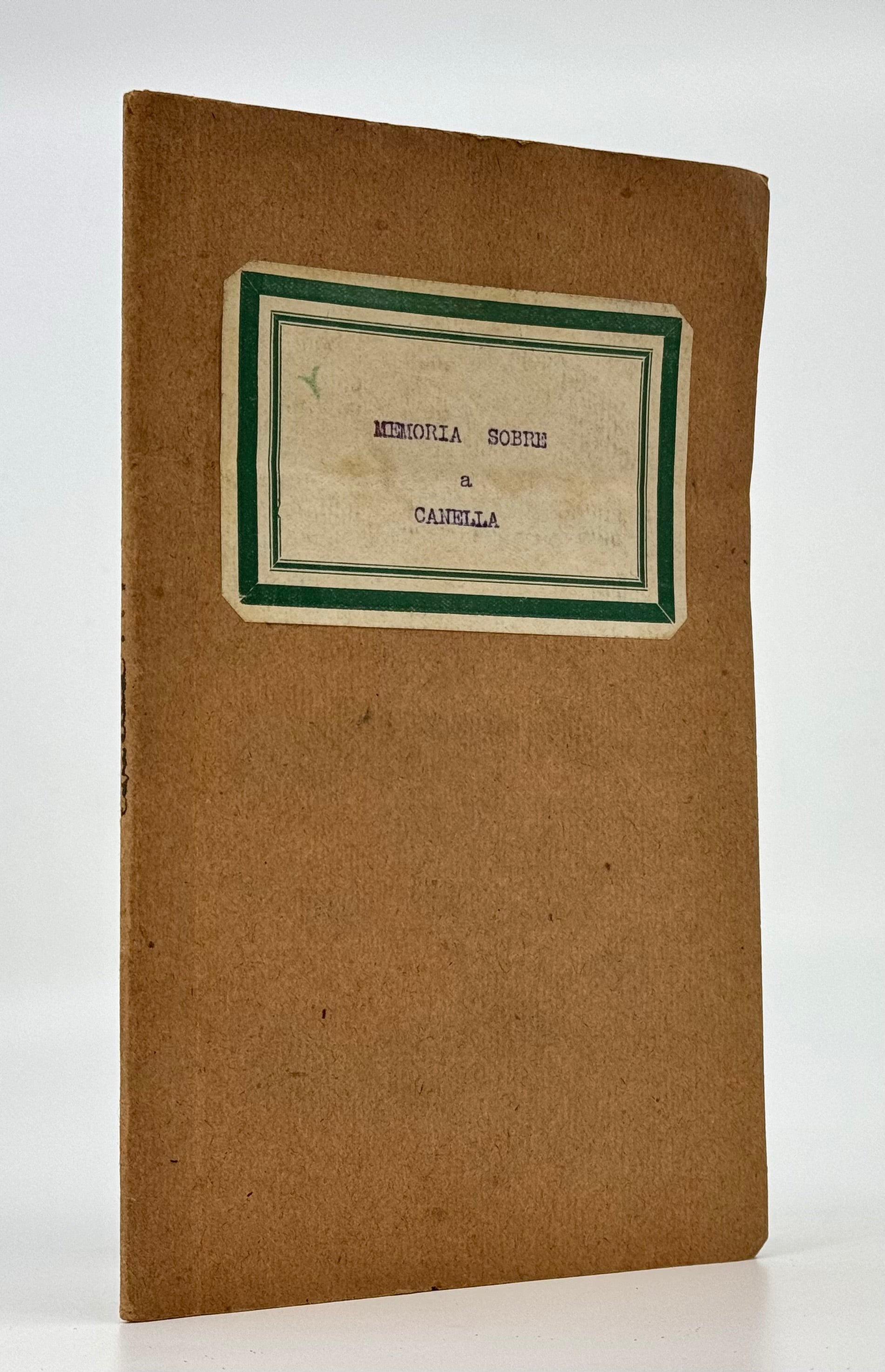 Memoria sobre a Canella do Rio de Janeiro Offrecida a o Principe do Brazil