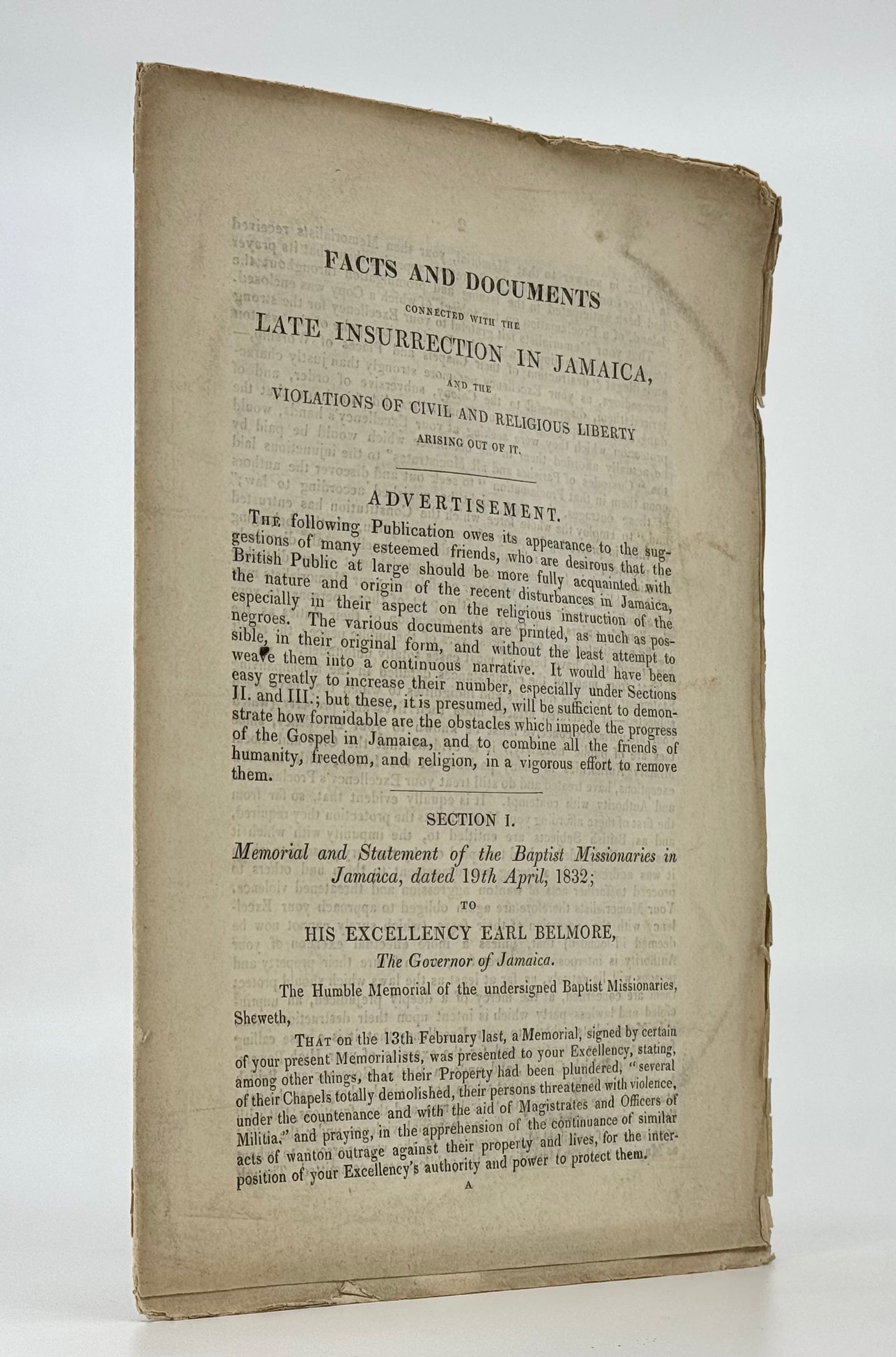 Facts and Documents connected with the late Insurrection in Jamaica, and the Violations of Civil and Religious Liberty Arising out of it.