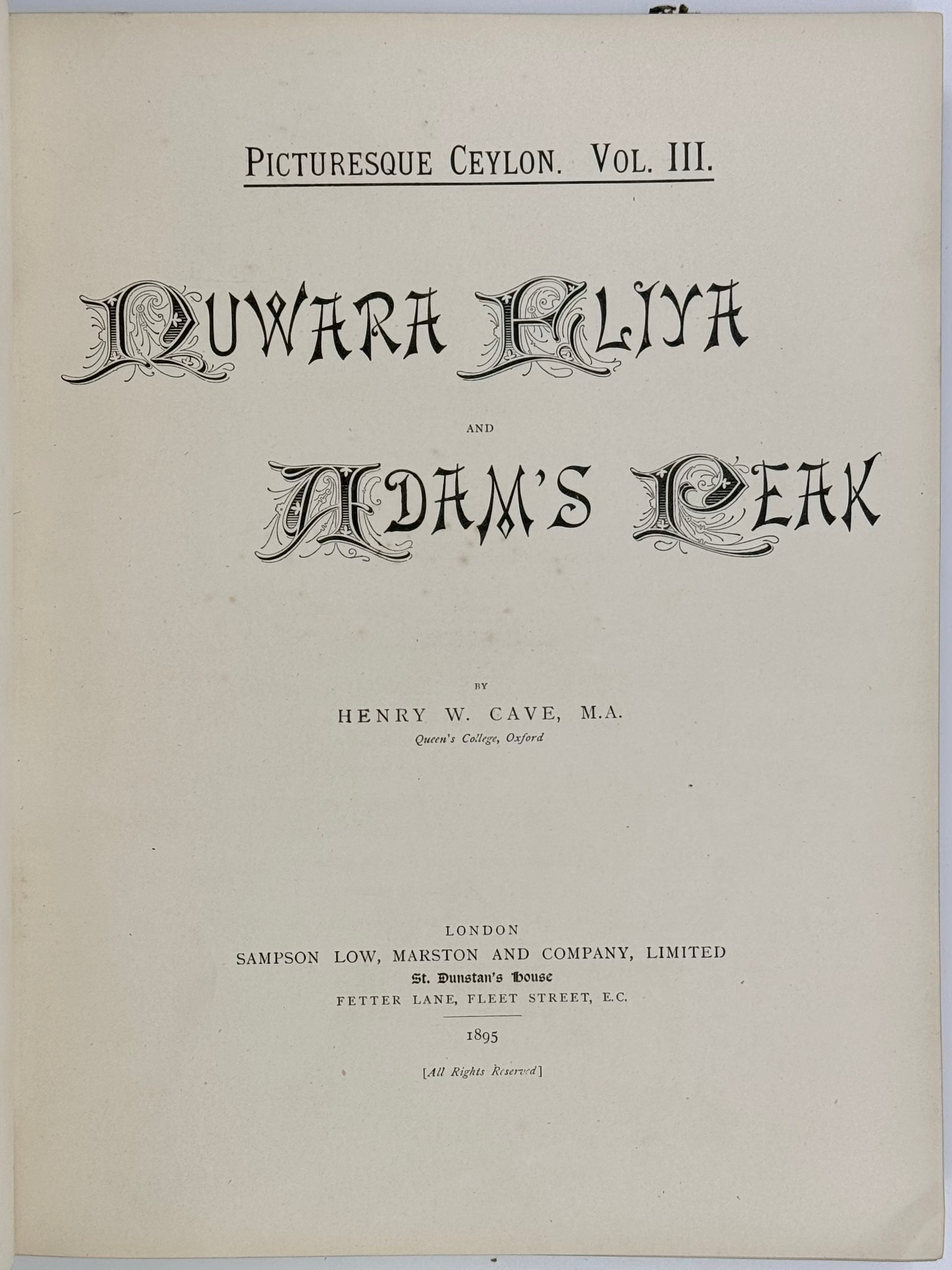 Picturesque Ceylon, Vol III: Nuwara Eliya and Adam's Peak