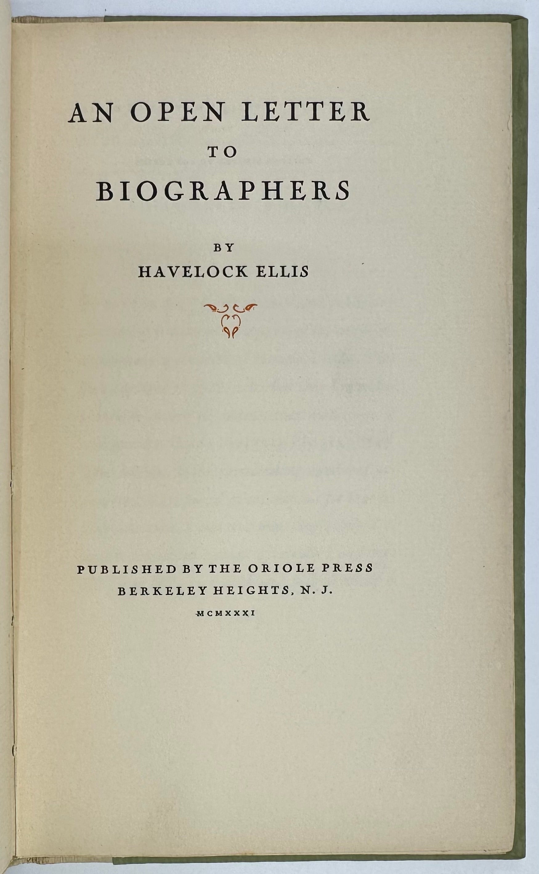 An Open Letter for Biographers.
