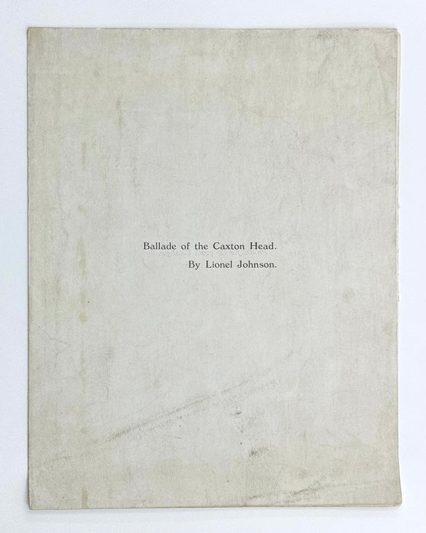Ballade of the Caxton Head.