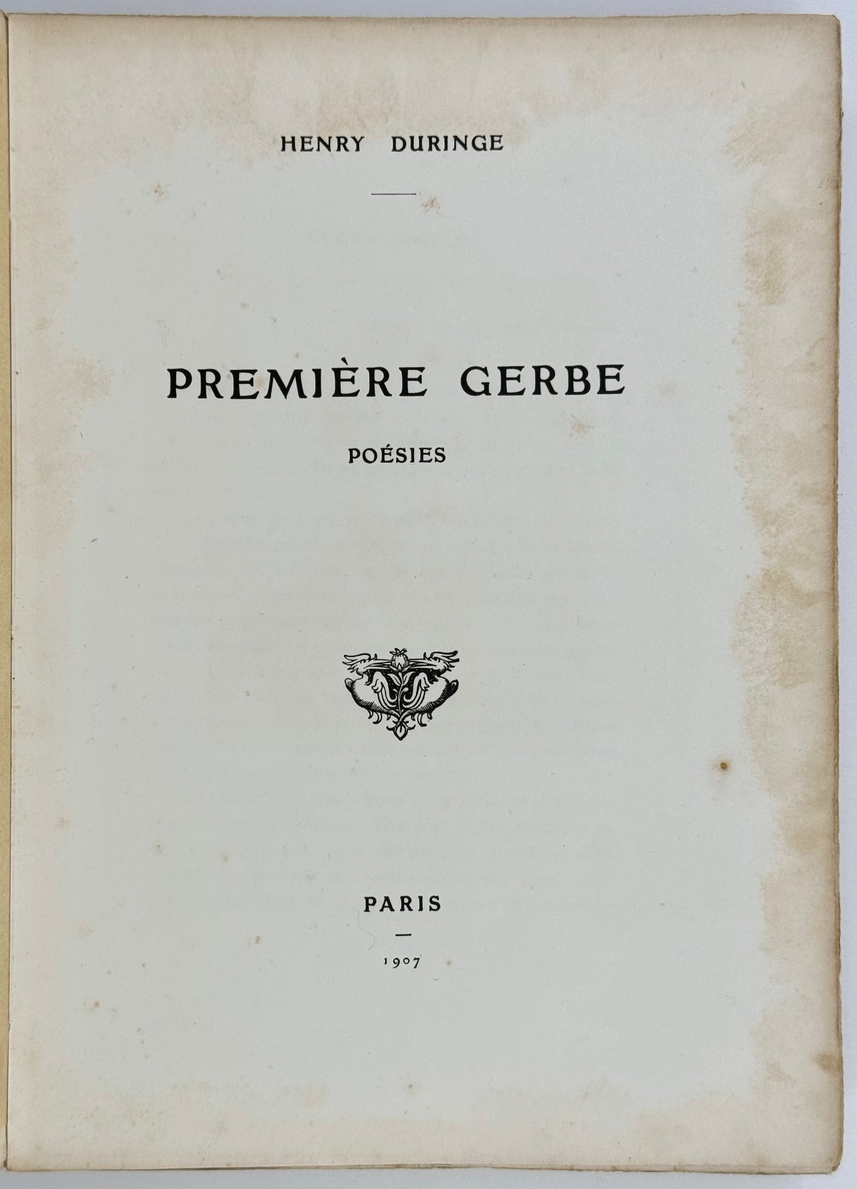 Premier Gerbe: Poésies.