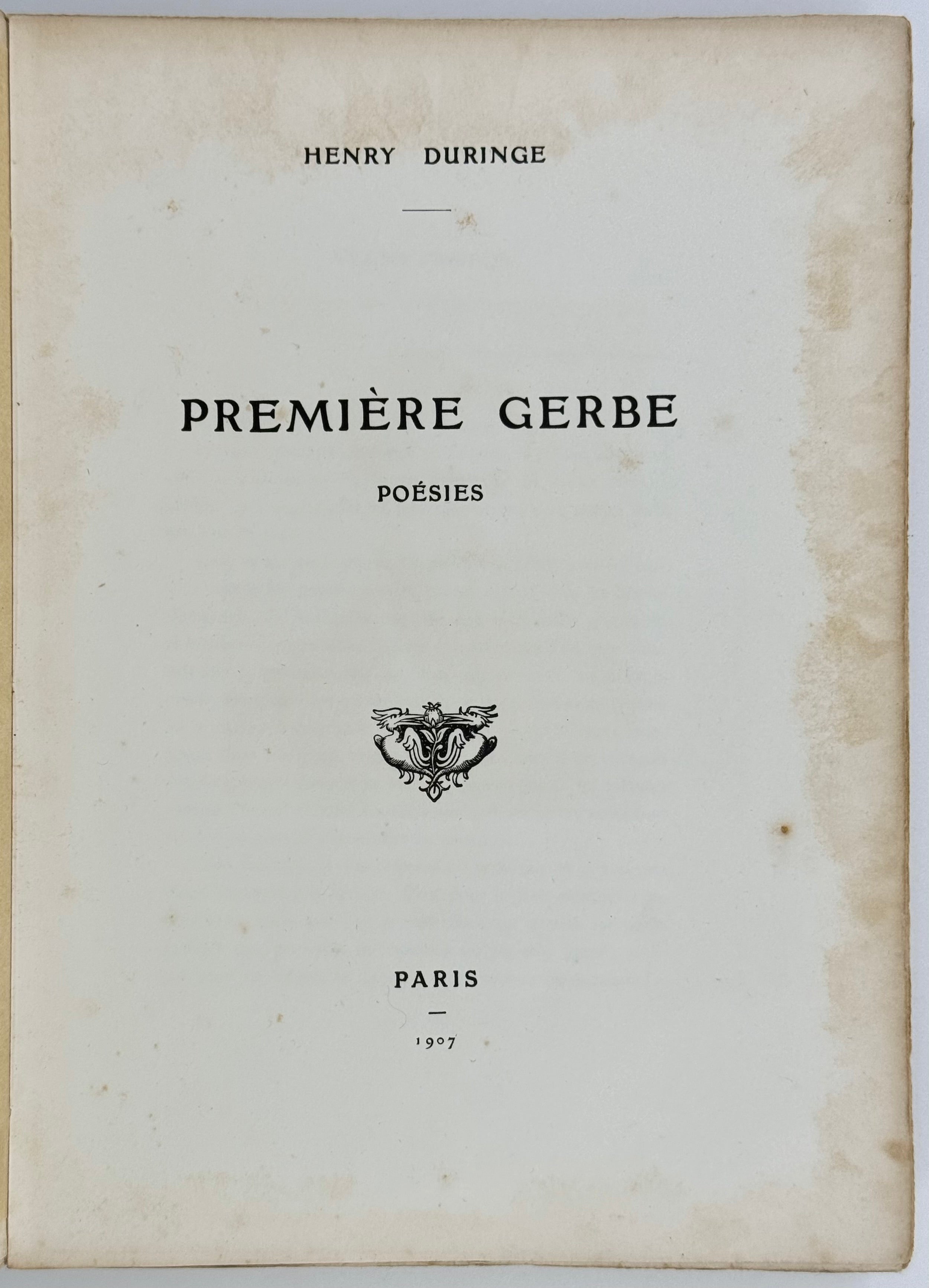 Premier Gerbe: Poésies.