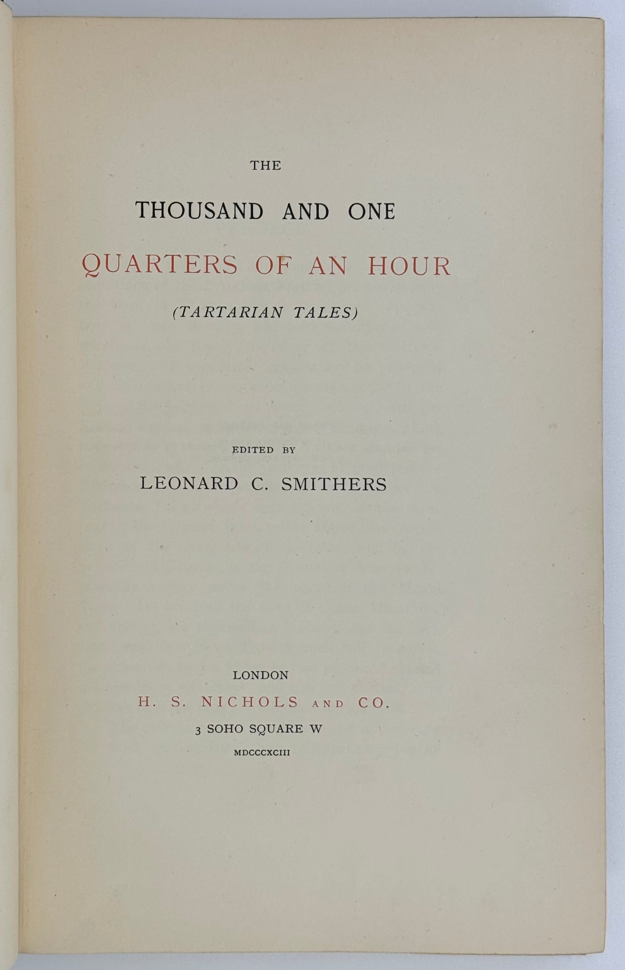 The Thousand and One Quarters of an Hour (Tartarian Tales).