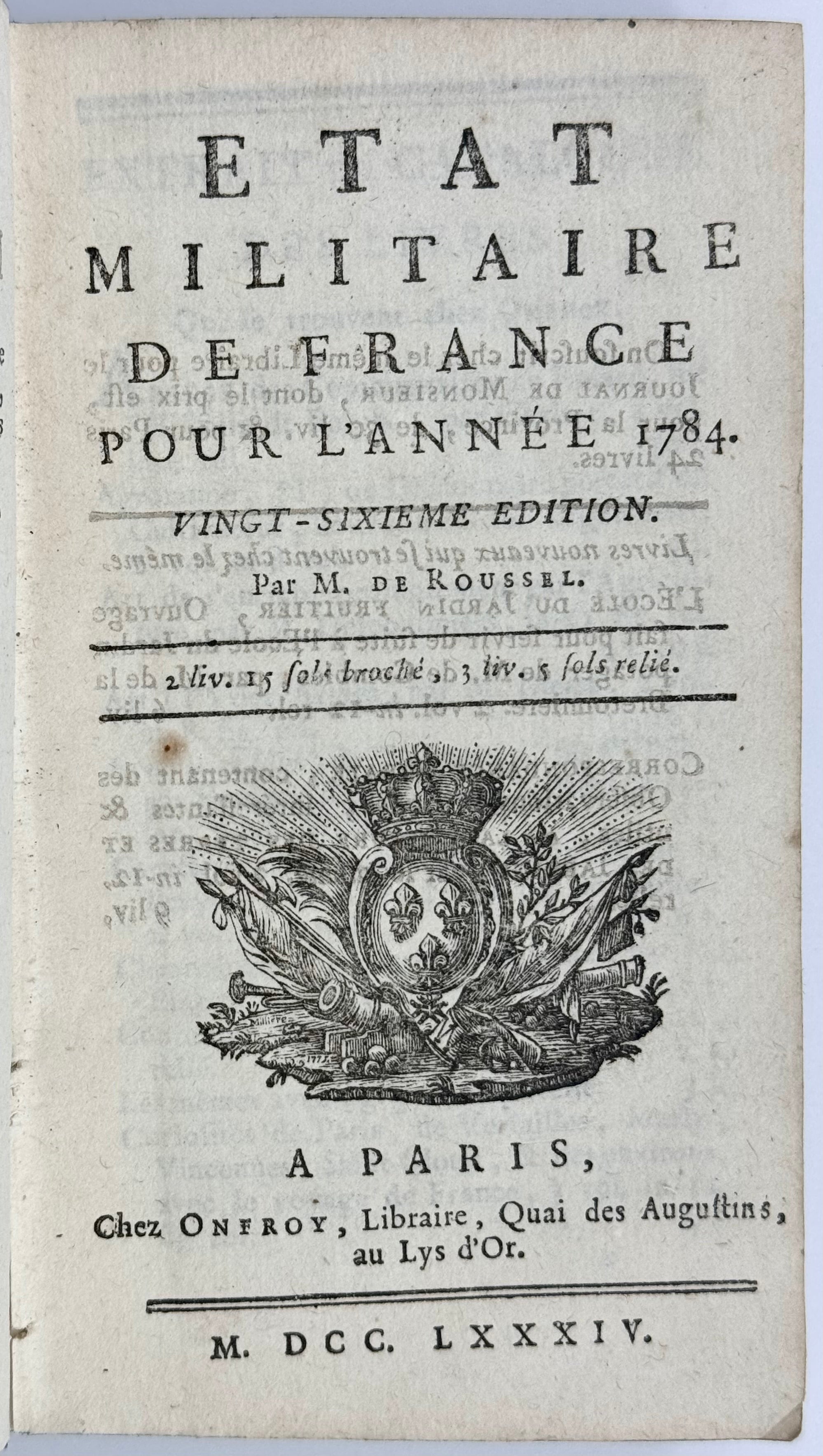 Etat Militaire de France pour l'Année 1784.