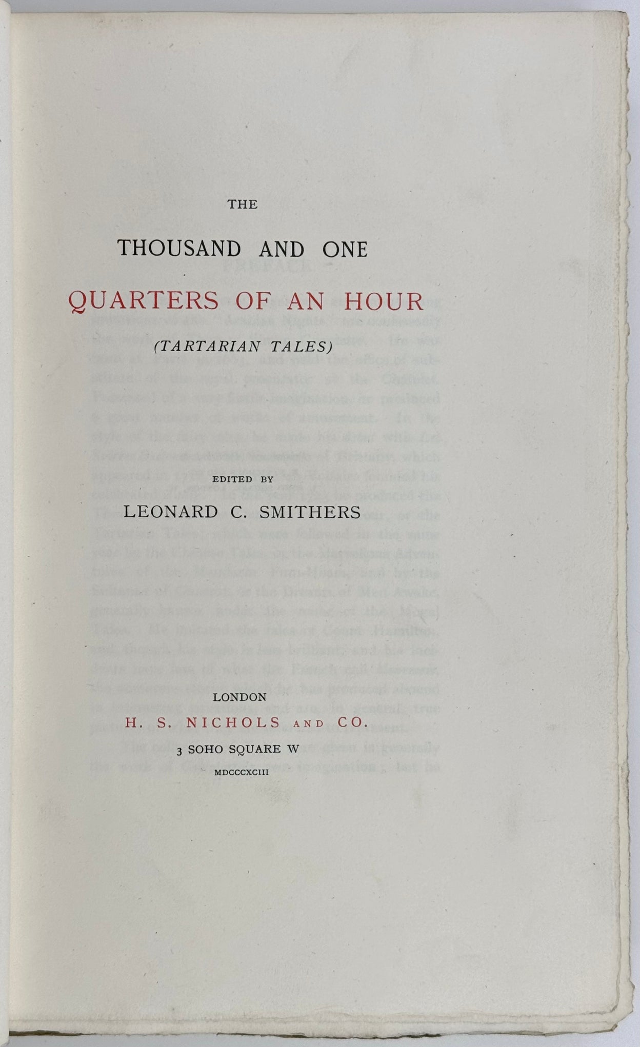 The Thousand and One Quarters of an Hour (Tartarian Tales).