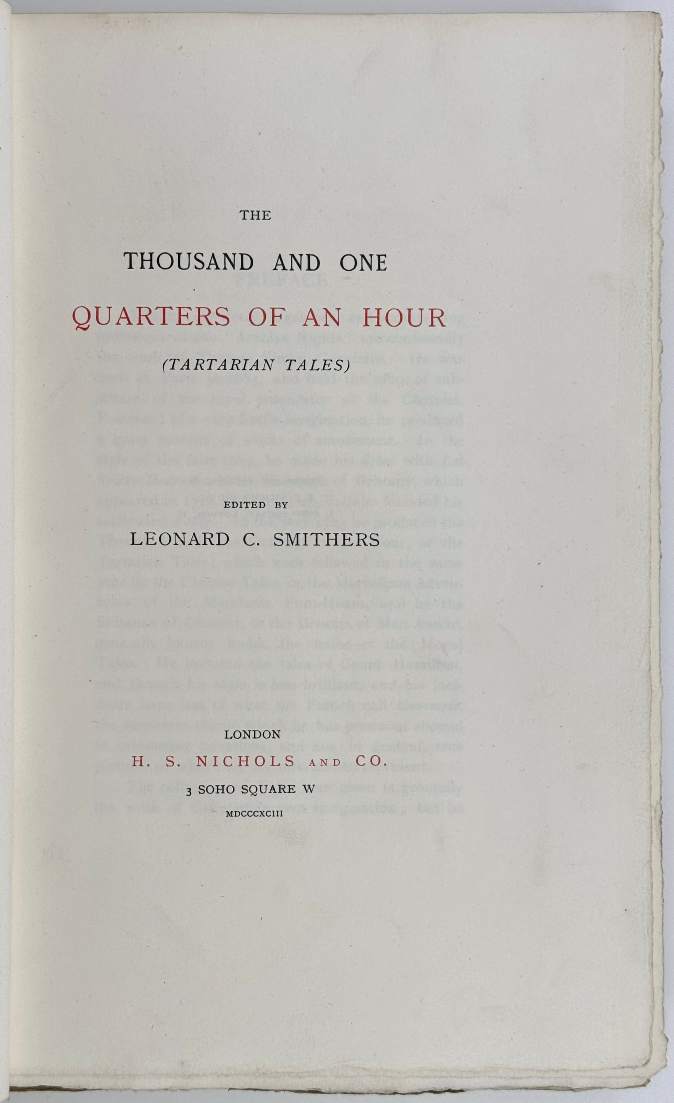 The Thousand and One Quarters of an Hour (Tartarian Tales).