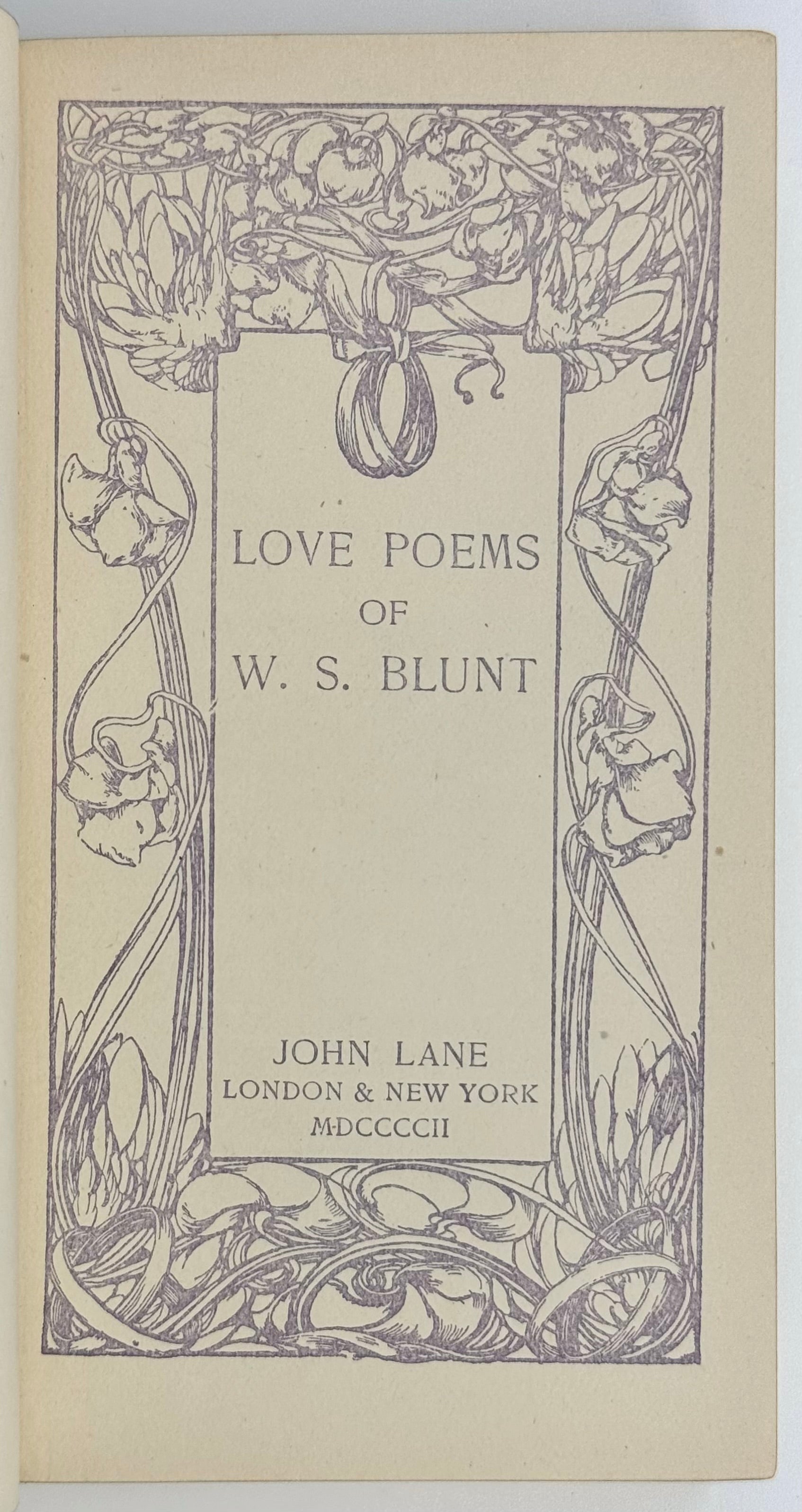 Love Poems of W. S. Blunt.