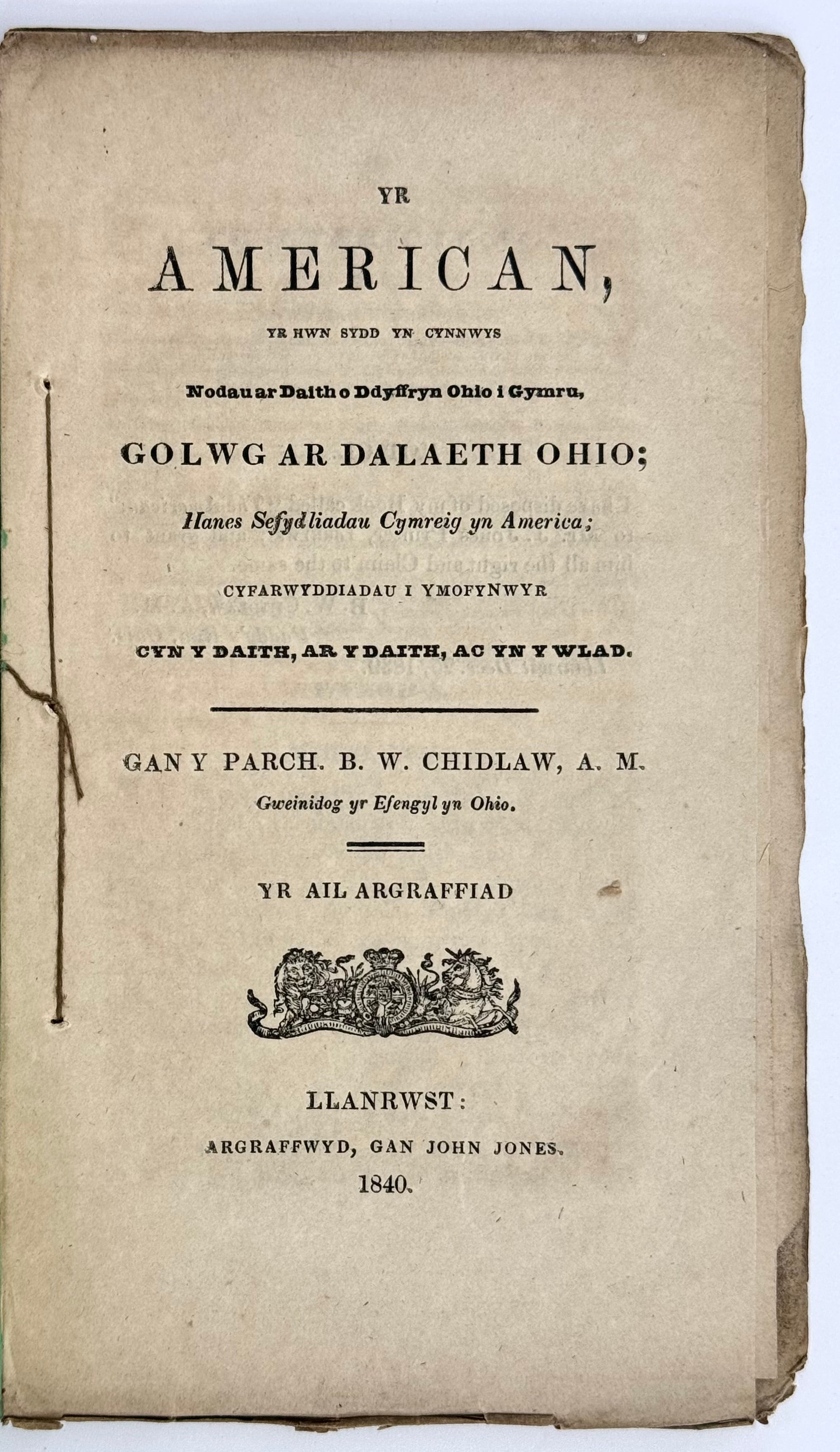 Yr American, yr Hwn Sydd Yn Cynnwys Noduar Daith o Ddyffryn Ohio I Gymru, Golwg Ar Dalaeth Ohio