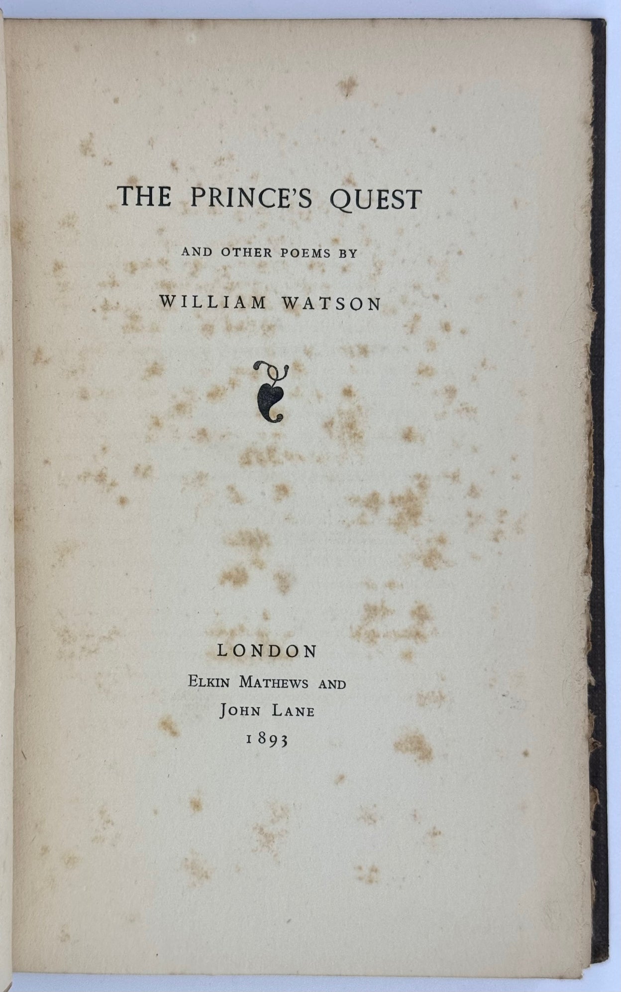The Prince's Quest and Other Poems.