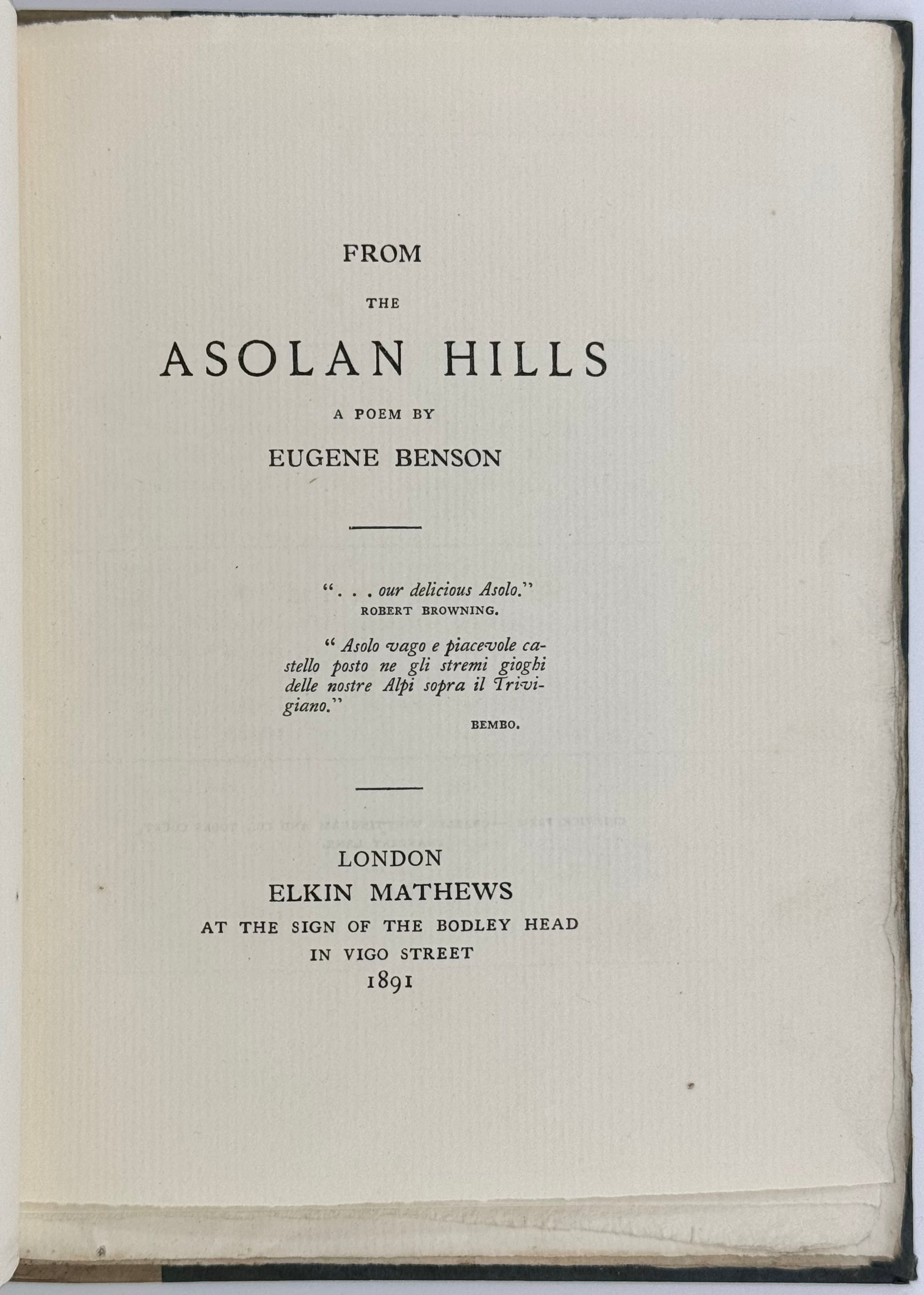 From the Asolan Hills: A Poem.