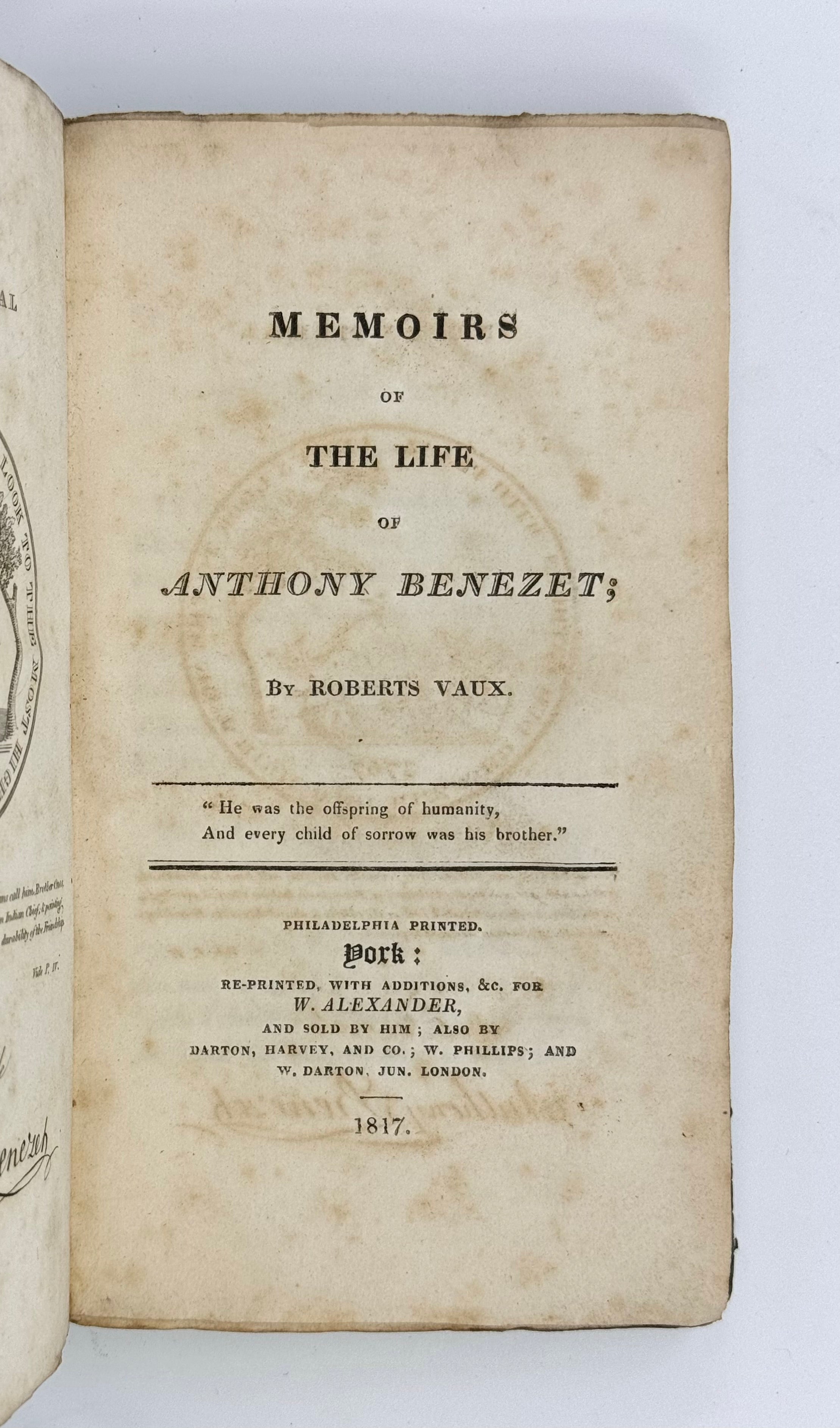 Memoirs of the Life of Anthony Benezet.