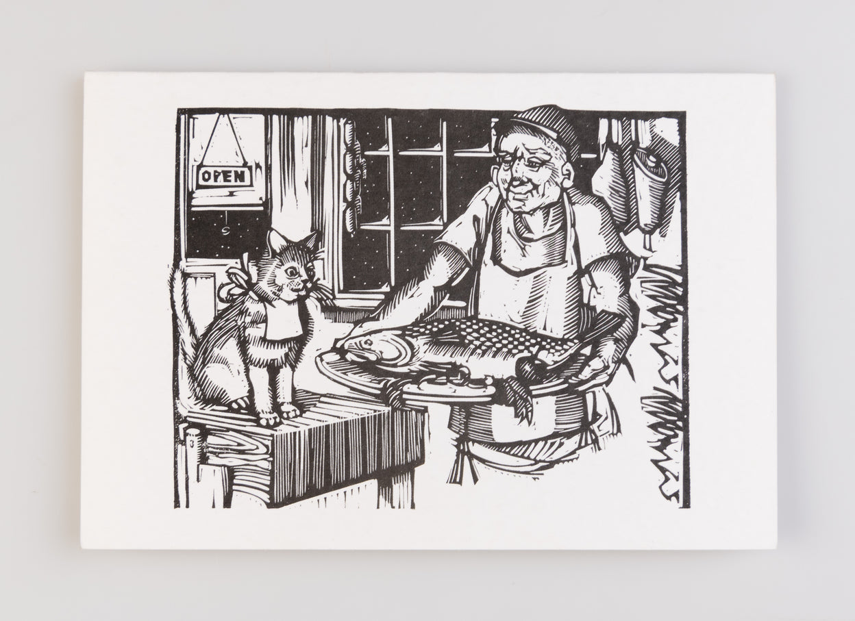 The Cloud Factory, with an illustration by Timothy Engellund of a cat being served a fish supper,