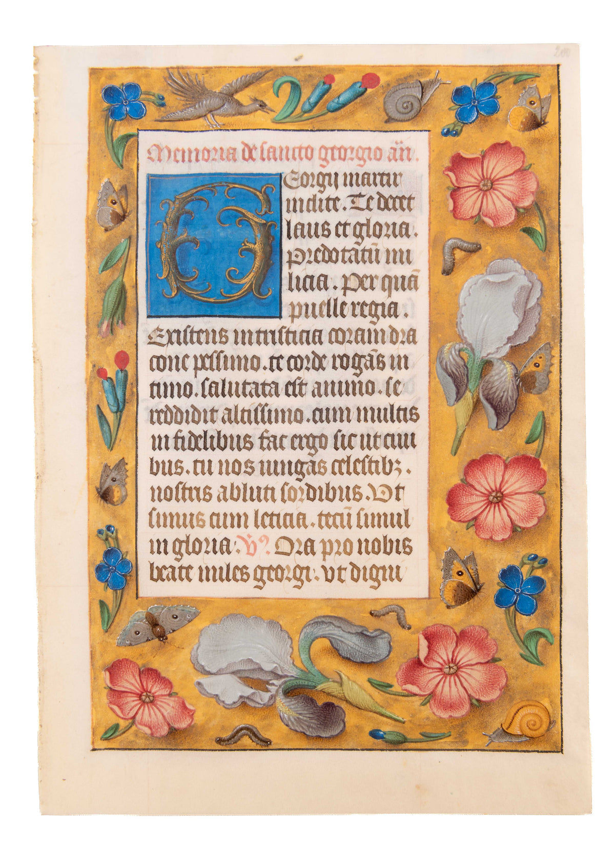 Leaf with scatter borders from a Book of hours, Use of Rome.