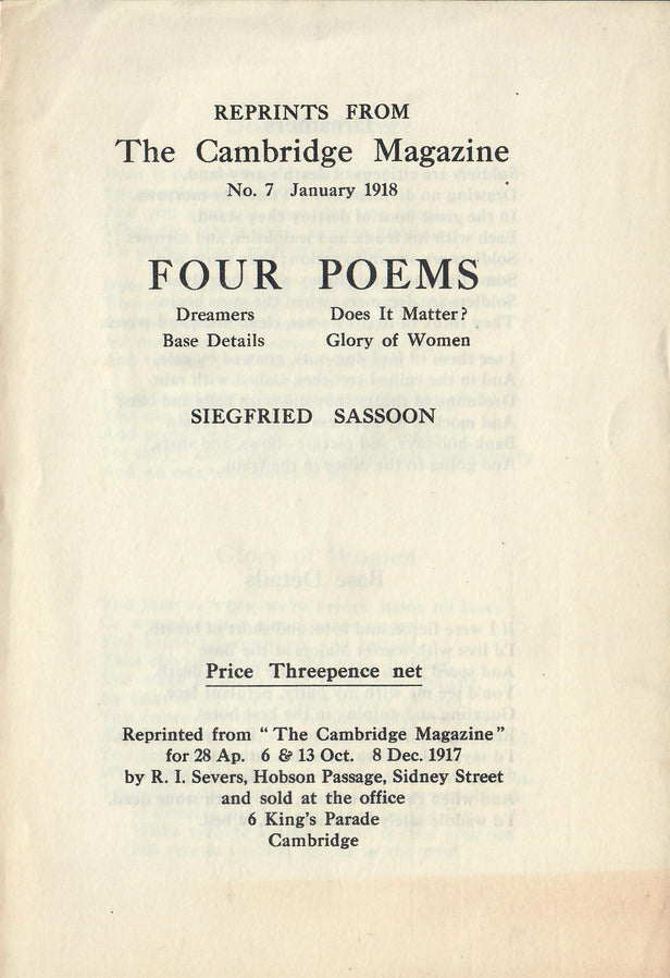 Four Poems. Dreamers. Does it Matter? Base Details. Glory of Women.