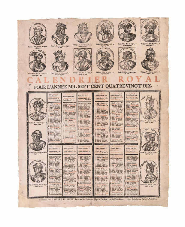 Calendrier Royal pour l'année mil sept cent quatre-vingt-dix.
