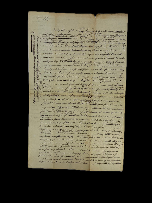 Working draft of a letter to William Strahan (1715-1785).