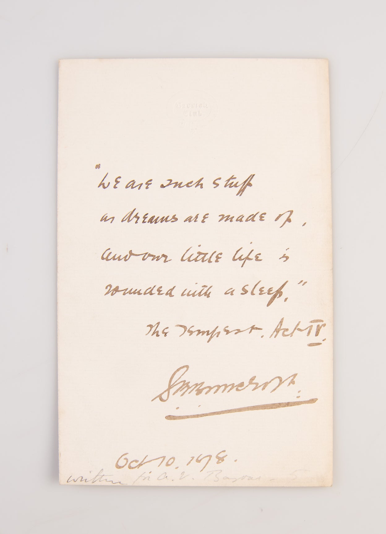 Autograph Quotation Signed 