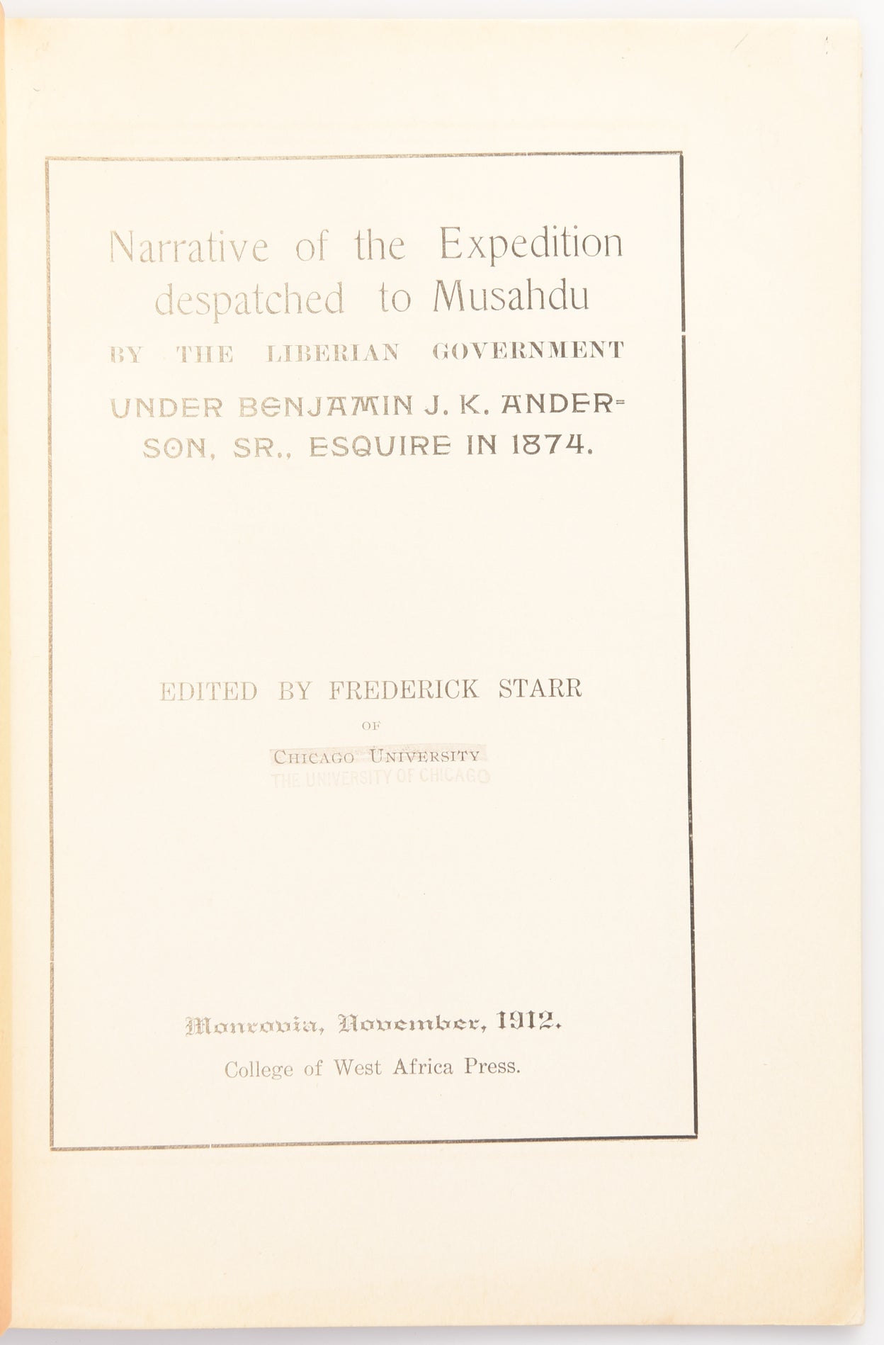 Narrative of the Expedition Despatched to Musahdu ...